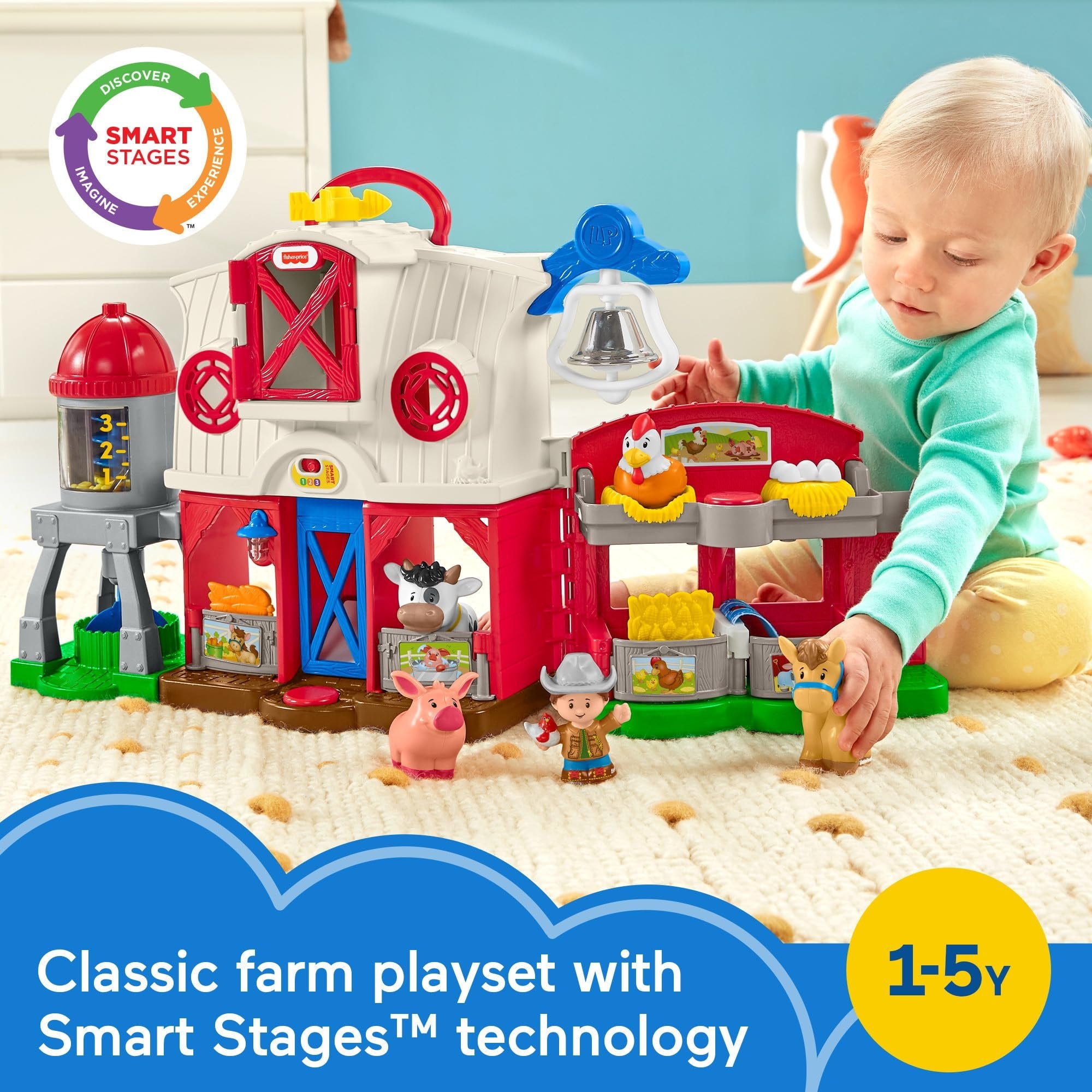 Fisher-Price Little People Toddler Learning Toy Caring for Animals Farm Electronic Playset for Preschool Pretend Play Kids Ages 1+ Years