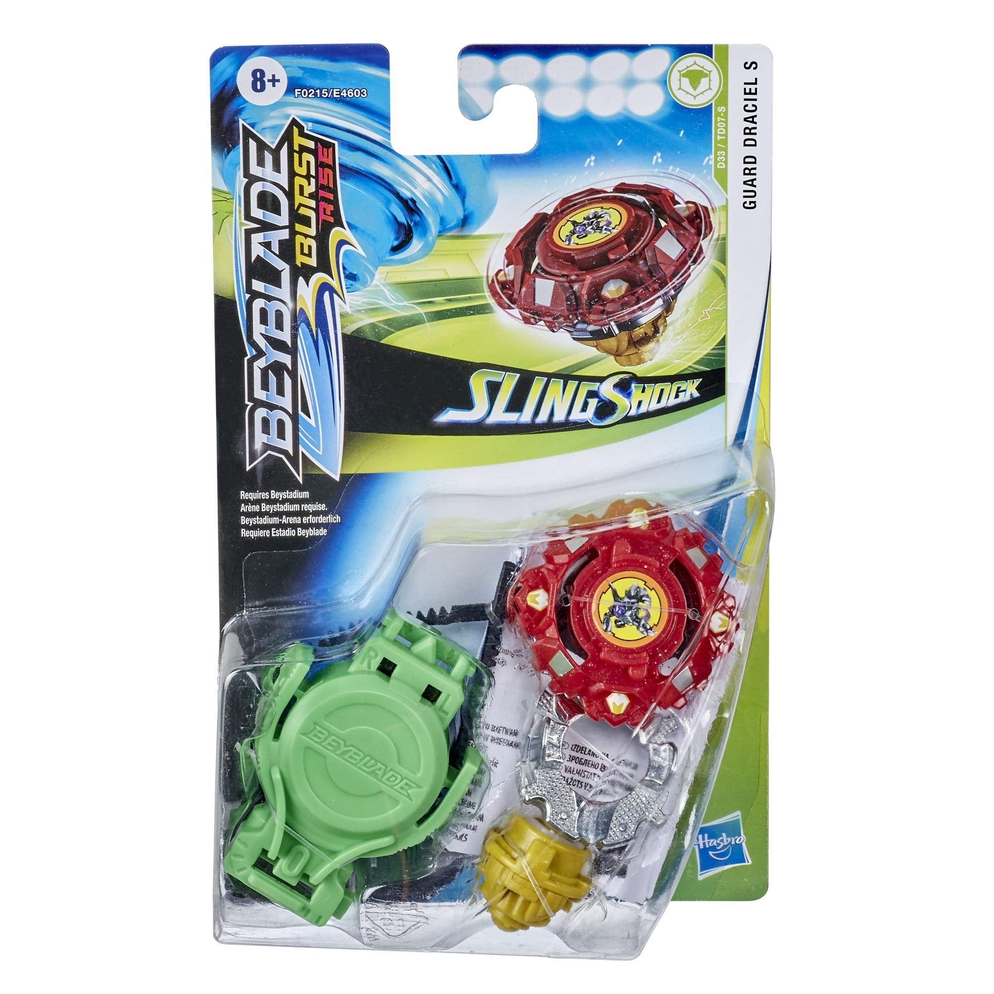 Beyblade Burst Rise Slingshock Guard Draciel S Starter Pack - Right-Spin Battling Top Toy and Right/Left-Spin Launcher, Ages 8 and Up
