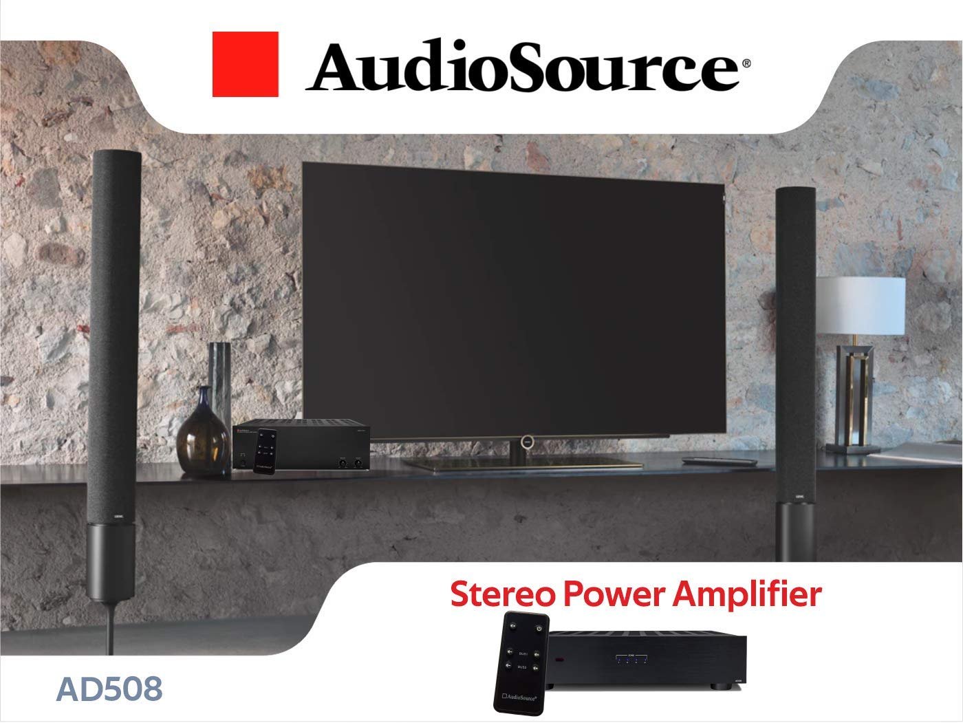 AudioSource Digital Amplifier, 8 Channels Stereo Versatility D Amplifier AD508 for Home Sound Systems
