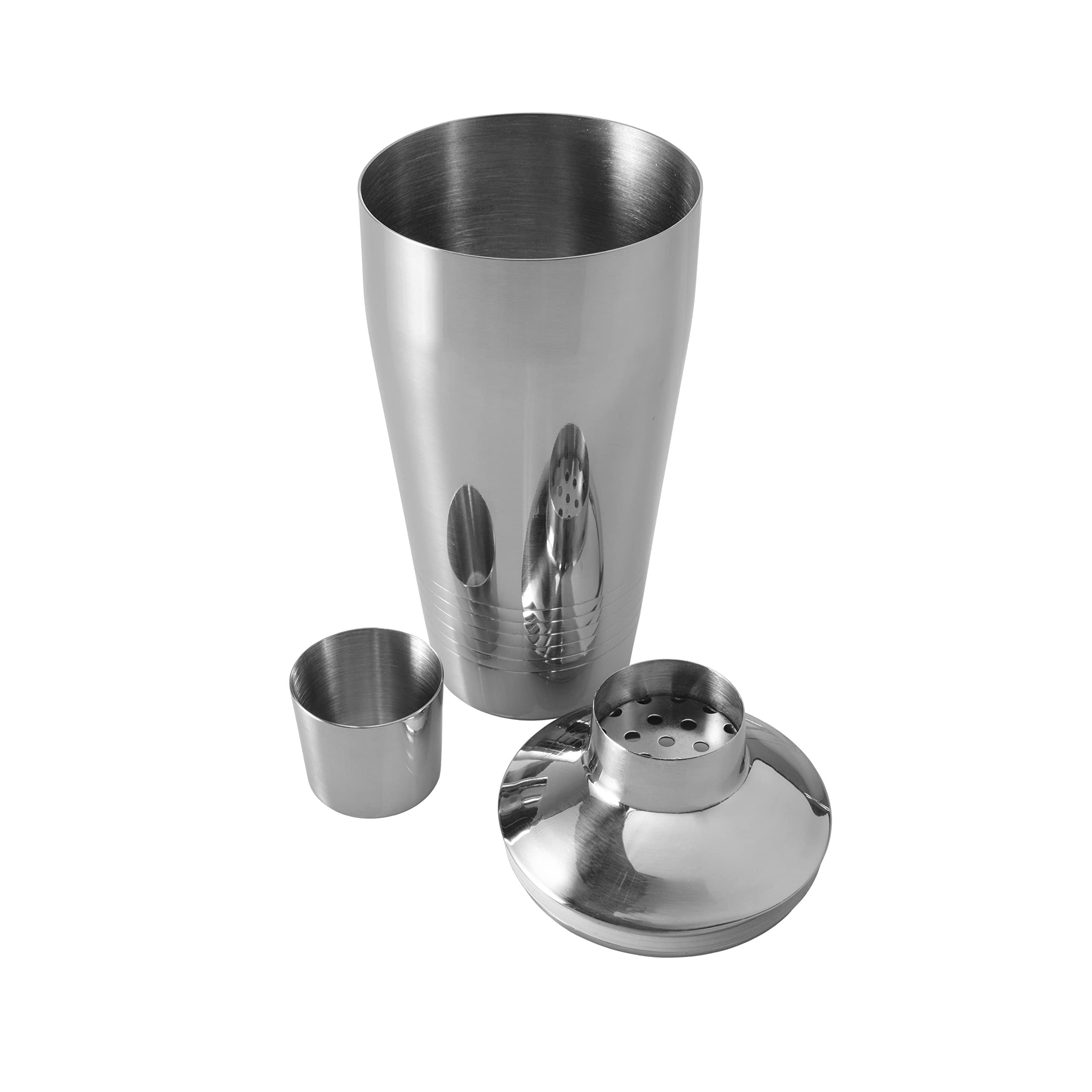 Crafthouse by Fortessa Classic Mixed Cocktail Drink Barware Stainless Steel 3 Piece Shaker, 24 Ounce, CRFCC.3SHKR