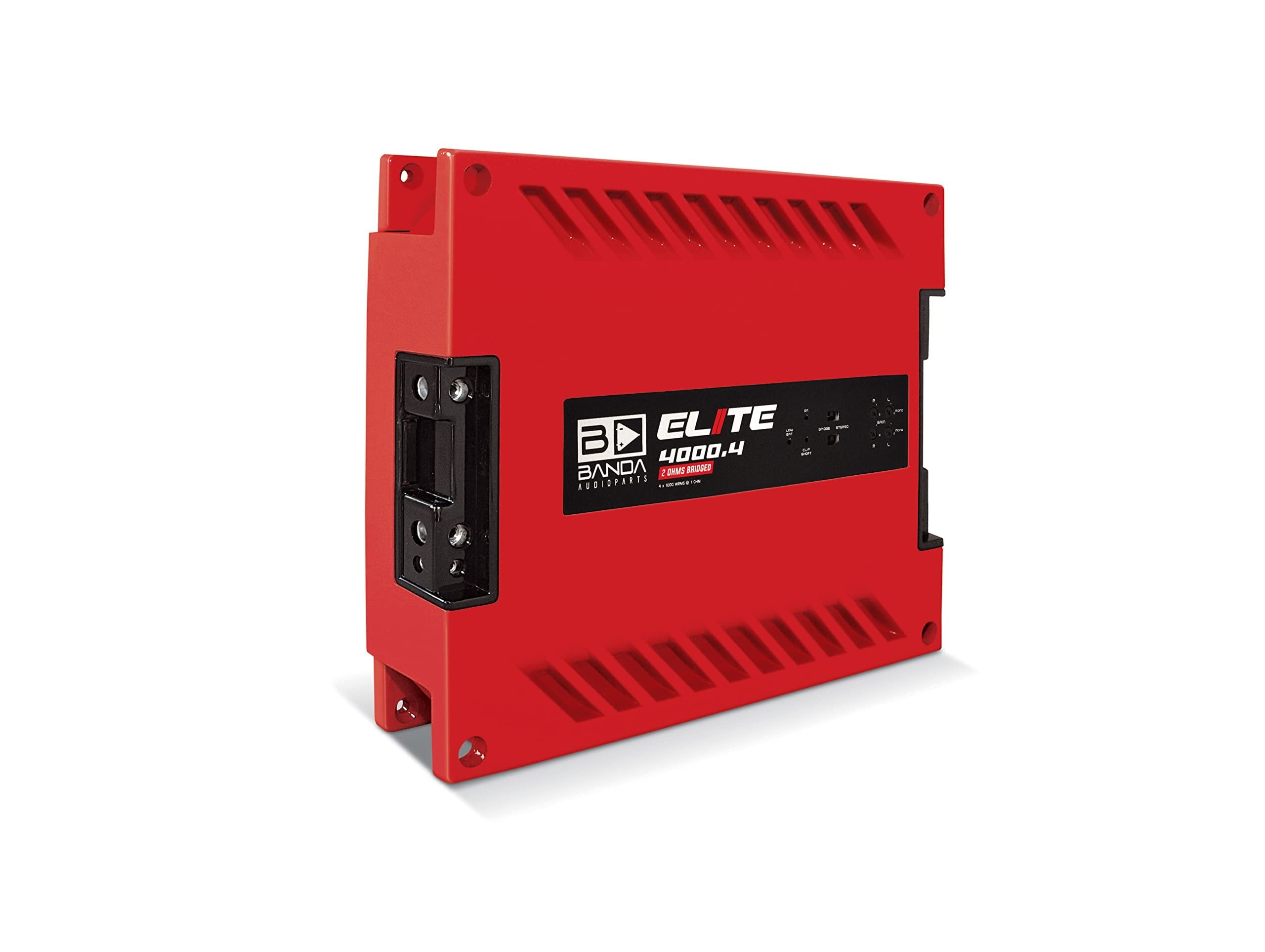 4-Ch. Vehicle Audio Bass Amplifier - 1000 Watts High-Powered Mono Bass Amplifier w/Subsonic Filter & Low Pass Filter Stable at 2 ohm, LED Indicators, Sound Specialization, Red - BANDA 4000.42OHMRED