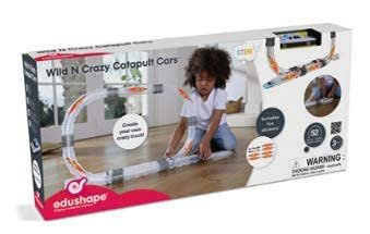 Edushape Catapult Cars Race Track 52 Piece Tube Play Set - Use The String Launcher to Zoom at High Speeds