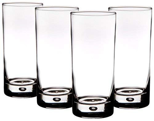 Home Essentials & Beyond Highball Glasses set of 4, 17 oz Drinking Glasses, Red Series Heavy Bubble Base