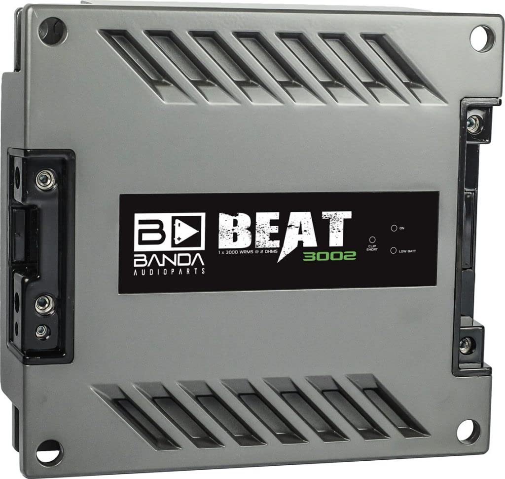 Banda 1-Ch. Vehicle Audio Bass Amplifier - 3000W High-Powered Mono Bass Amplifier w/Subsonic Filter and Low Pass Filter Stable at 2 ohms, LED Indicators, Sound Specialization, Red - BEAT3000.2RED