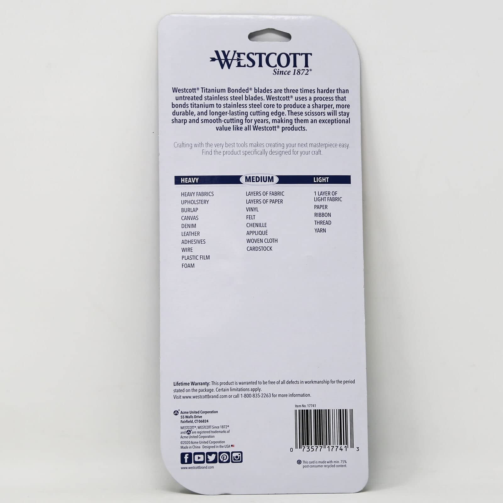 Westcott 8" Bent Handle Medium Duty Fabric Cutting Shear 17741