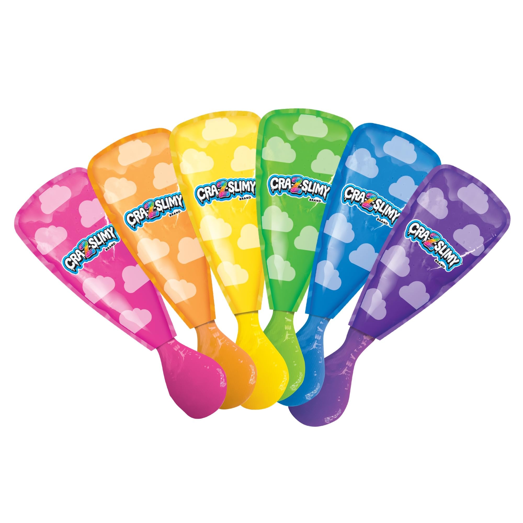 CRA-Z-Slimy Over The Rainbow Slimy Creations Kit, 12 Pre-Made Rainbow Slimes with Piping Bags, Glitter Charms & Cloud Container, Party Slime Kit for Kids Ages 6+