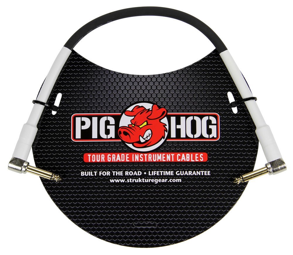 Pig Hog PH1RR High Performance 8mm 1/4" Guitar Instrument Cable, 1 Foot,Black