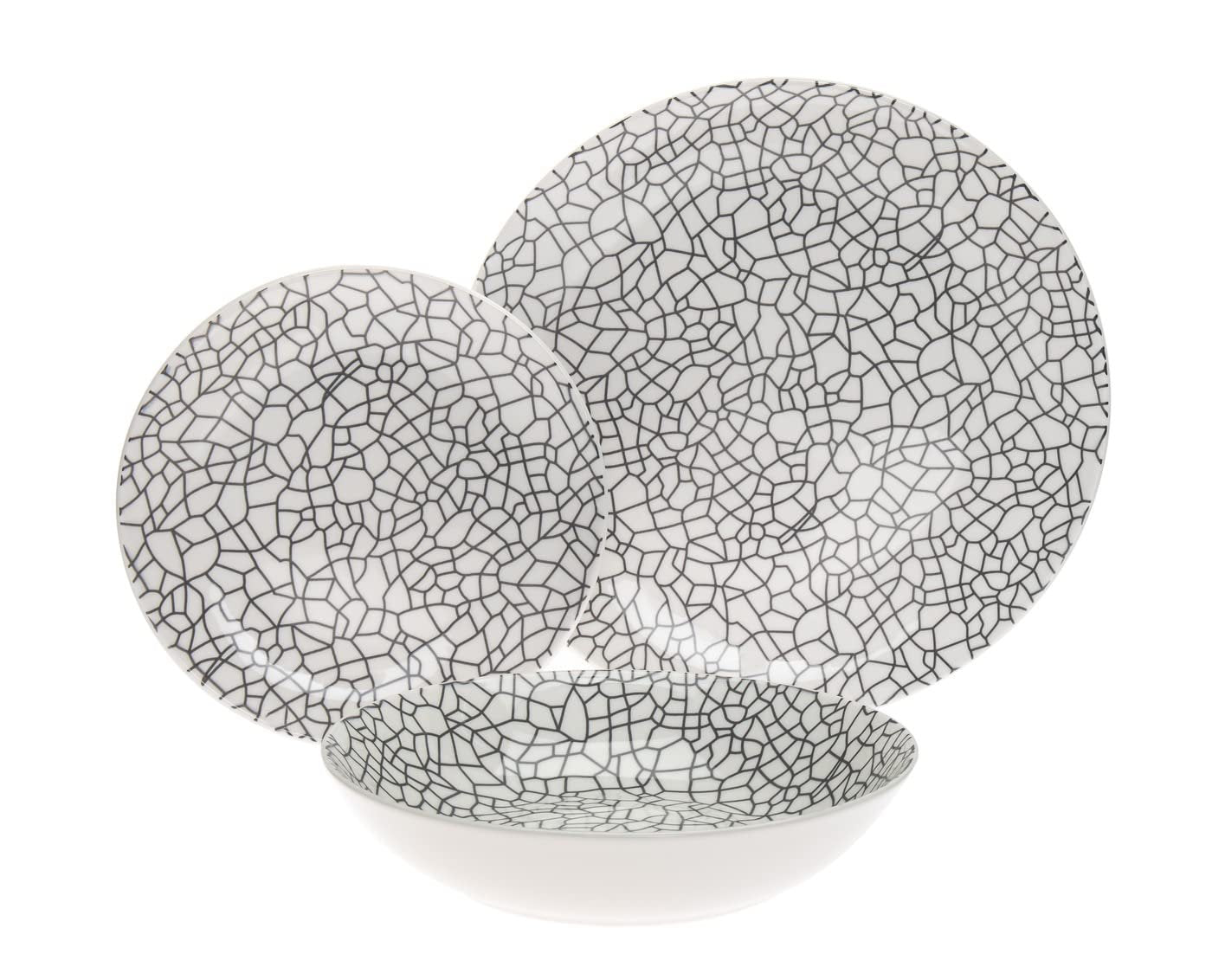 Dinnerware Set Dinner Plate, Salad Plate, and Soup Bowl Mossa by Godinger - 12 Piece set