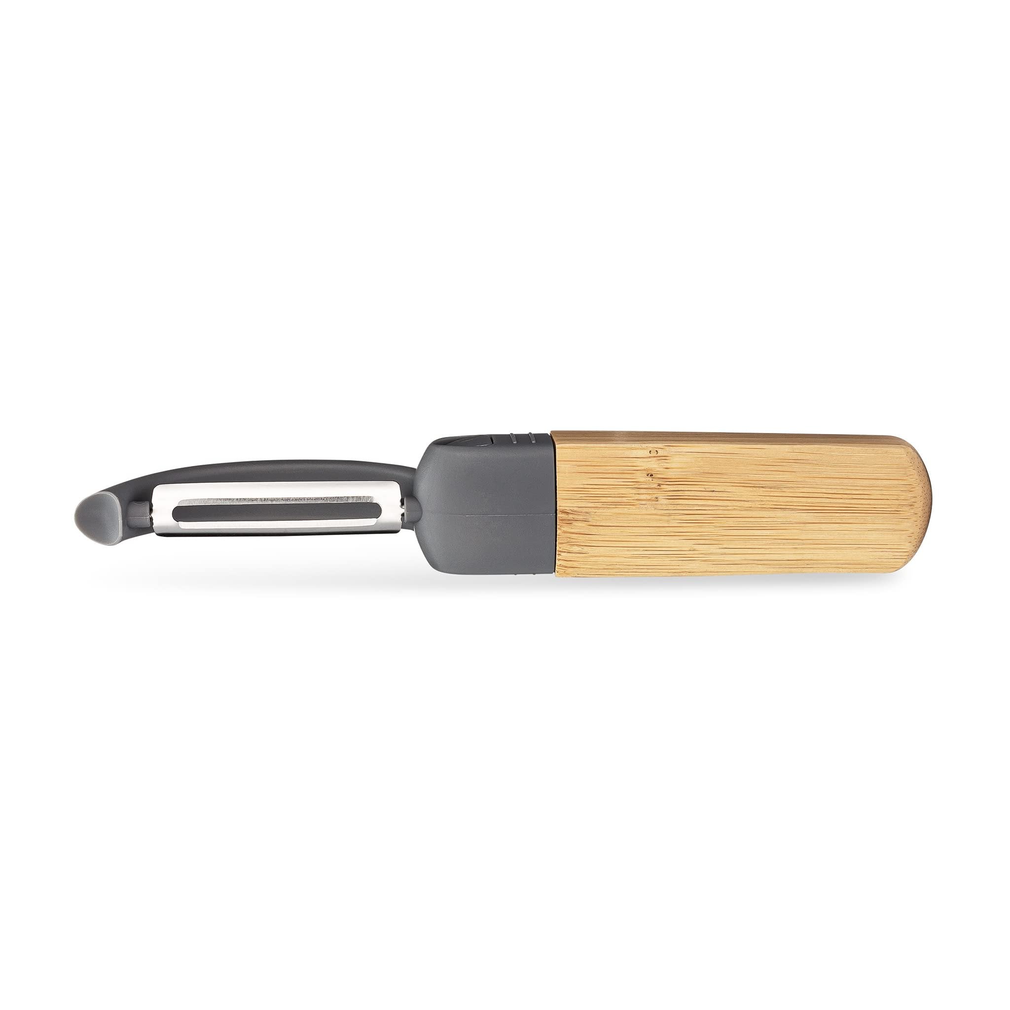 Full Circle Peel Good Collection Straight Peeler – Bamboo and Stainless Steel Fruit and Vegetable Peeler – Removable Swivel Head - Kitchen Tool for Carrots, Apples, Potatoes and More