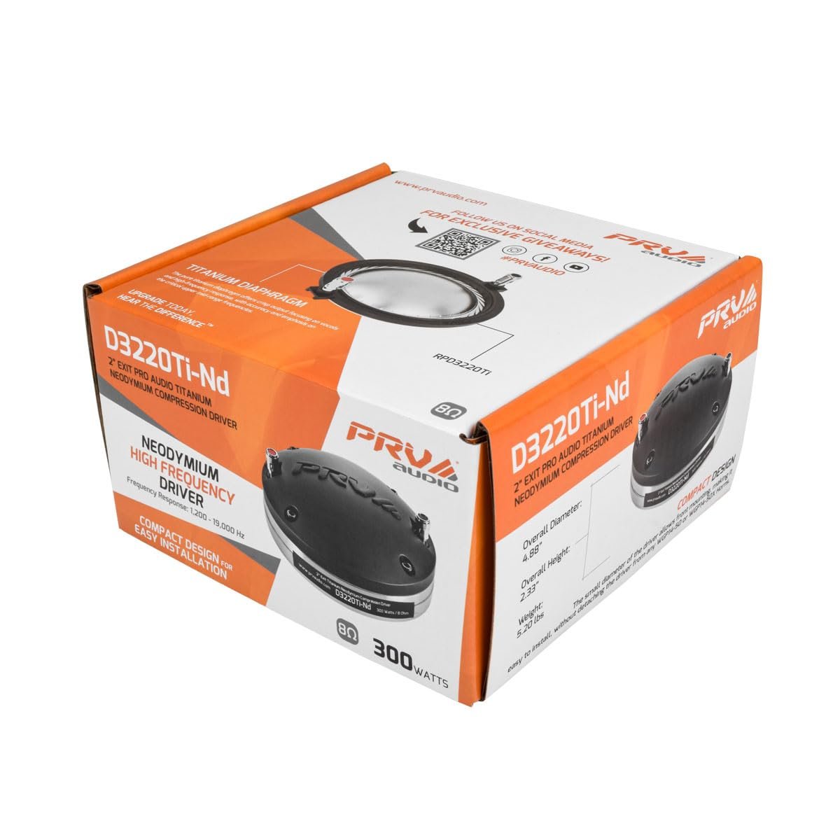 PRV AUDIO D3220Ti-Nd 2" Exit Titanium Neodymium 300 Watts Pro Audio Compression Driver 3" VC 110dB (Single)