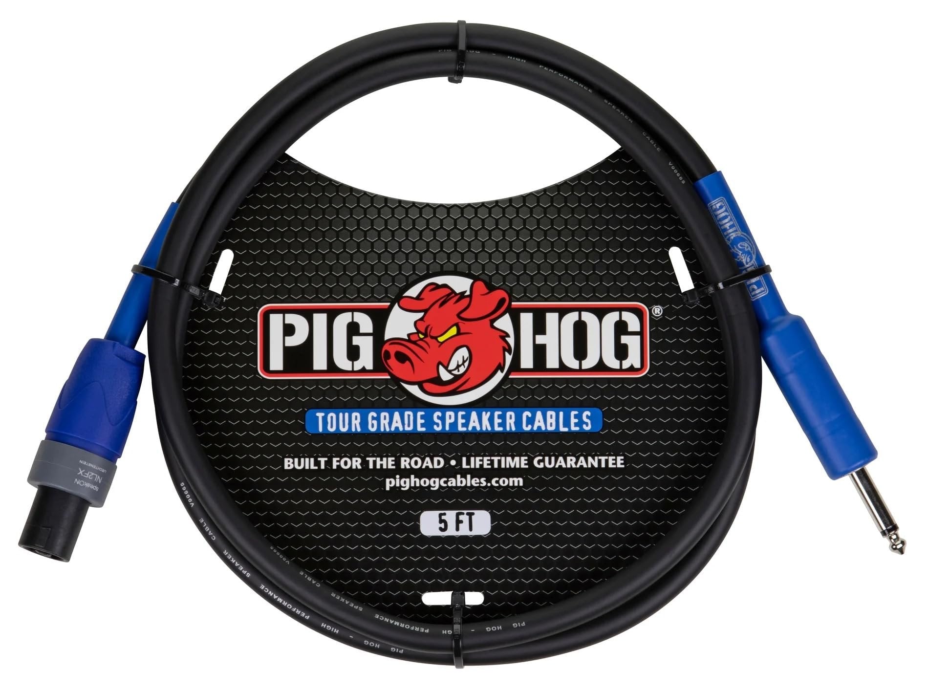 PigHog PHSC5S14 Speaker Cable 5-feet Speakon to 1/4-inch Connector Heat Shrink Protected 9.2mm PVC Outer Covering 14 Gauge Wire