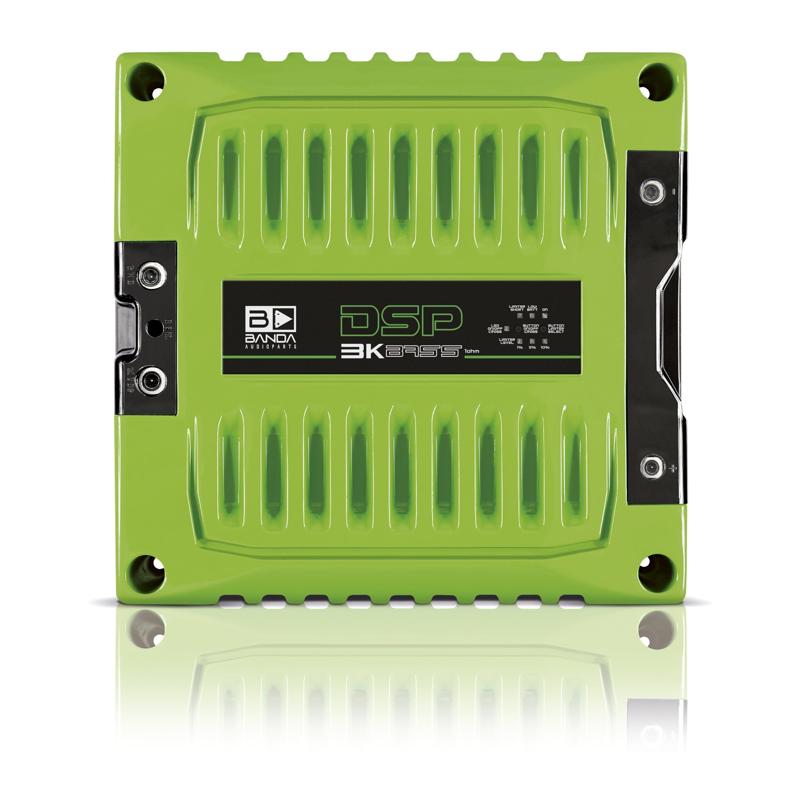 BANDA Audioparts DSP3K1GREENBASS Band Amplifier Module 3k1 3000wrms 1-Ohm 1 Channel Car Audio Amp DSP BASS Model with 3 Limiter Integrated Level Positions - DSP3K1GREEN