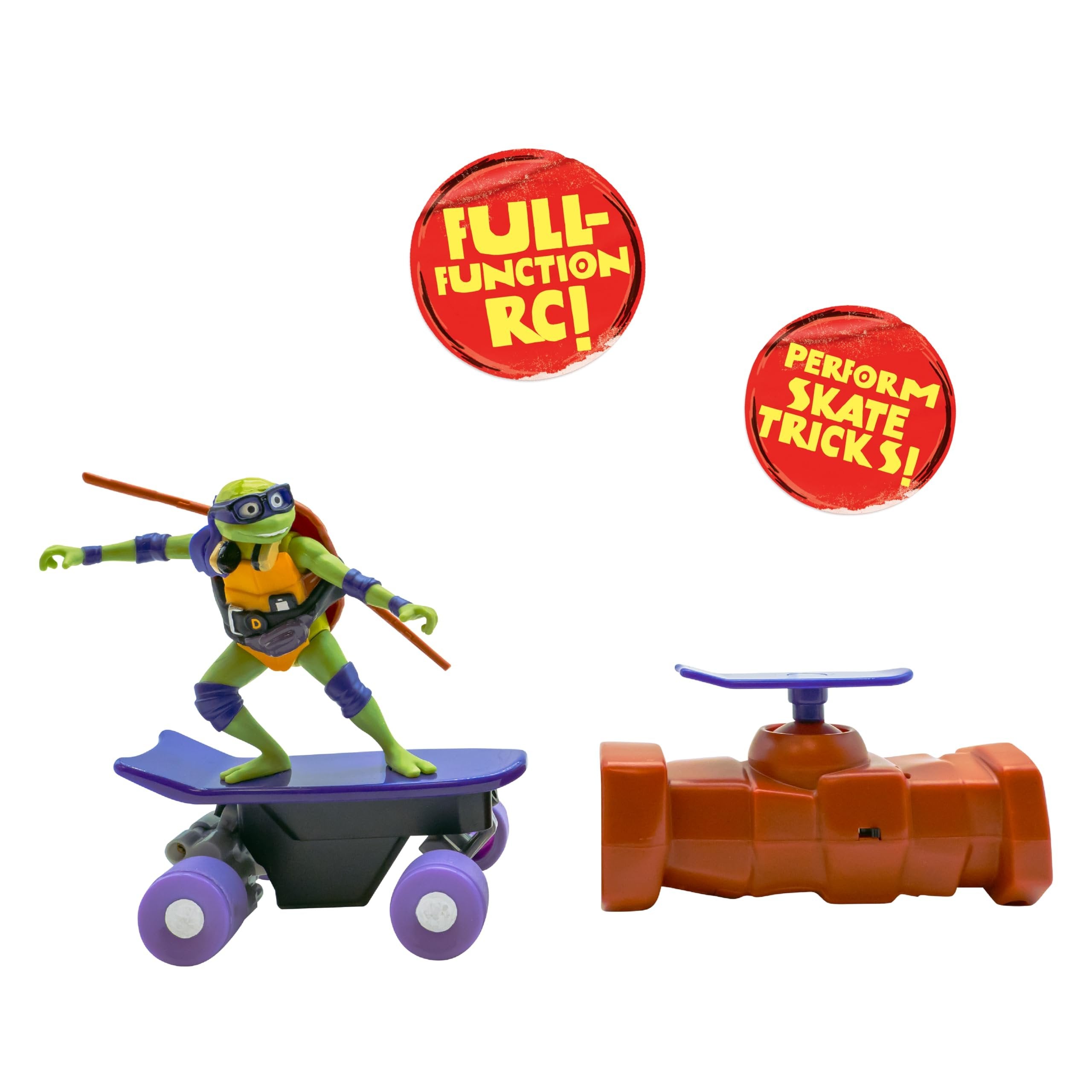 Teenage Mutant Ninja Turtles Toy, Donatello Half Pipe RC Skate Vehicle, Mutant Mayhem Remote Control TMNT Toy for Kids, Ages 3+