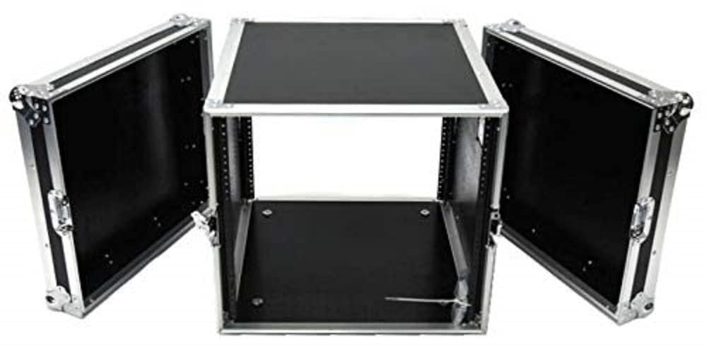 10U-Space 21-in Deep DJ Amplifier Rack Fly Drive Case with Wheels, 4U Effect Deluxe Case -Body Depth with Pull Out Handles and Wheels, Safe Travel Case Designed for Touring. Deejay LED TBH10UAD21W