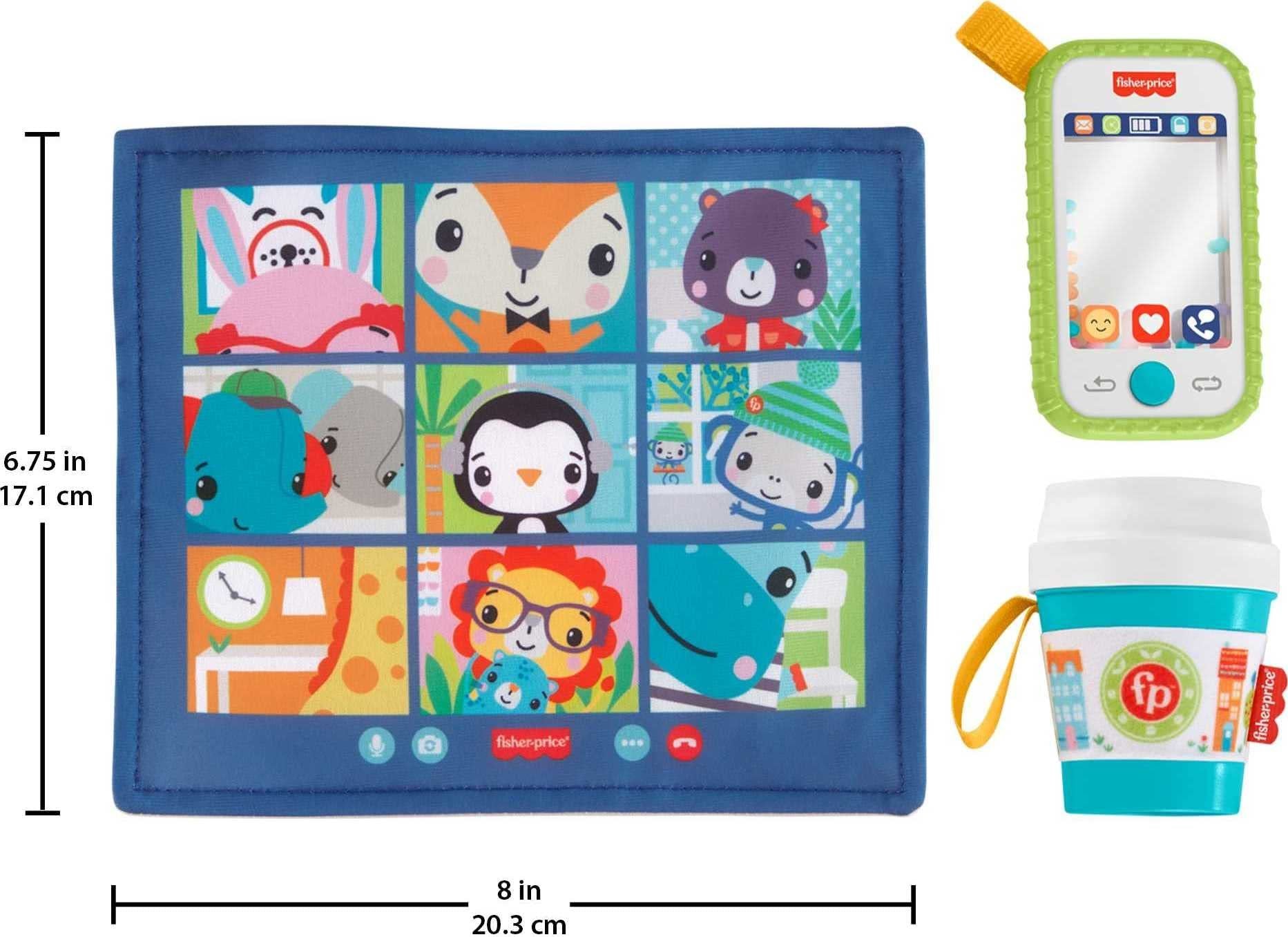 Fisher-Price Work From Home Toy Set, 3 take-along baby toys and teether for infants ages 3 months and up