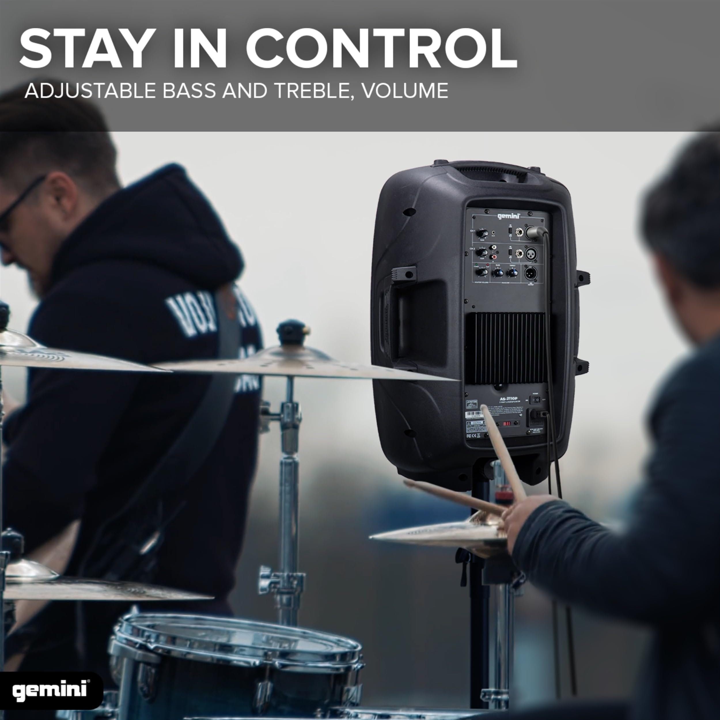 Gemini Sound AS-2110P 1000W 10" Powered PA Speaker – Active Loudspeaker with Class D Amplifier, High-Temp Voice Coil for DJs, Musicians, Stage Monitor, Small PA Systems