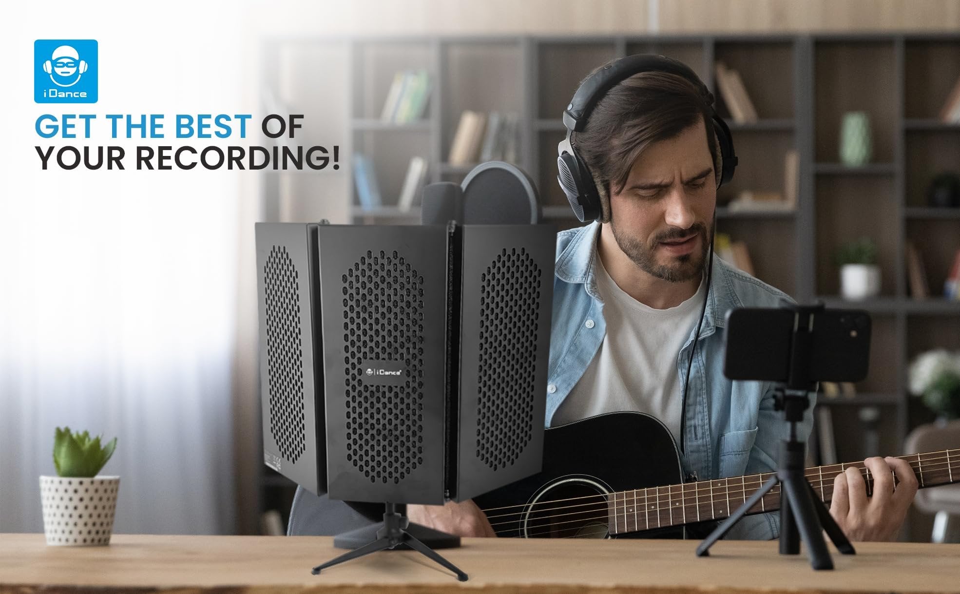 iDance Foldable Absorbent Microphone Isolation Shield, 3 Microphone Isolator Panels, Studio Recording Mic Vocal Isolation Shield, Foldable Sound Shield, Sound Isolator Panels for Recording