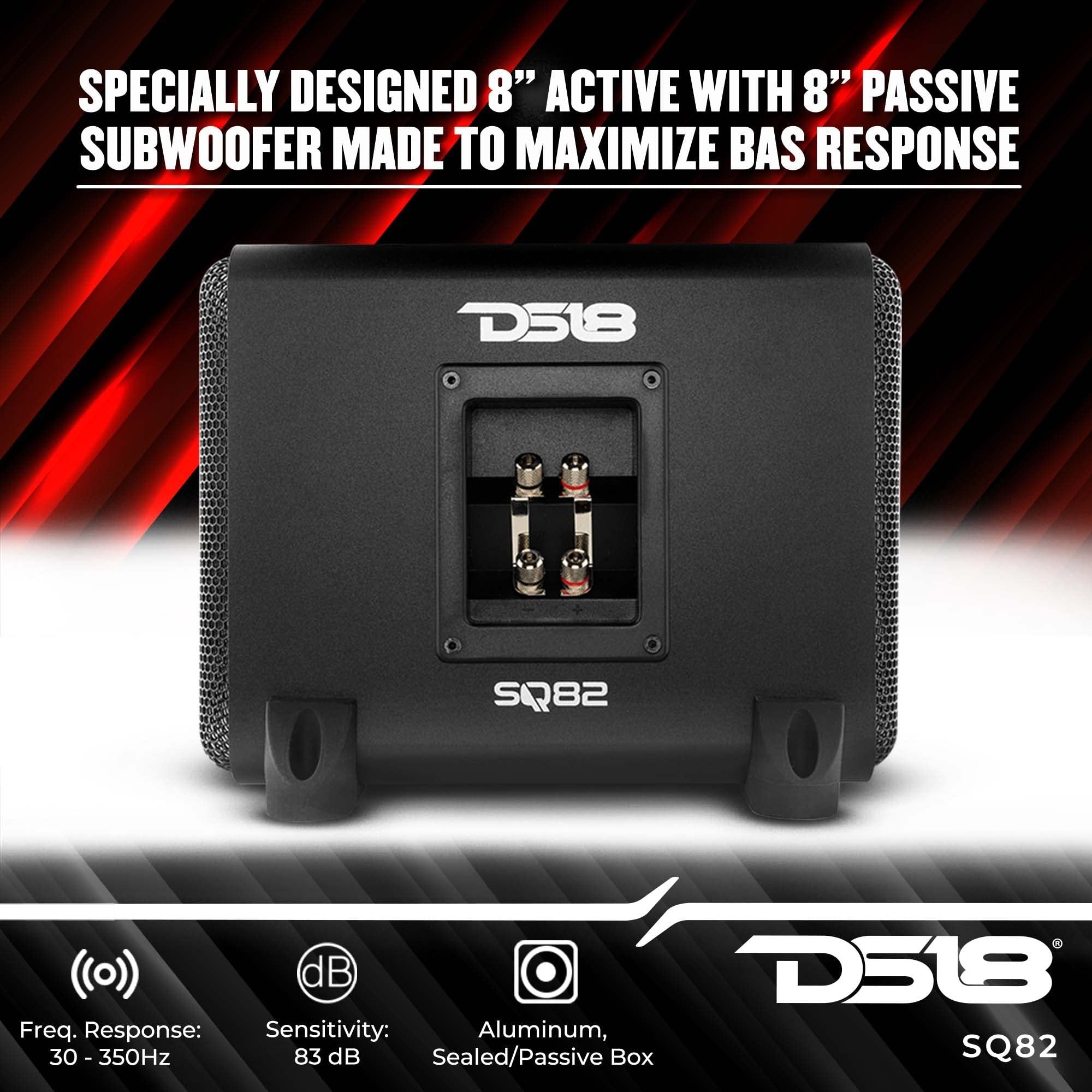 DS18 SQ82 8" Car Audio Subwoofer with High End Aluminum Enclosure 1200 Watts Dual Voice Coil 4+4 Ohm - Modern Sub That Fits in Any Setting (1 Speaker)