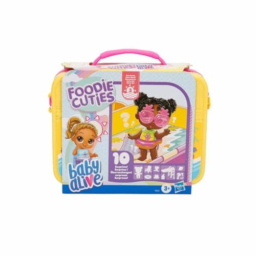 Baby Alive Foodie Cuties, Surprise Toy for Stocking Stuffers, Mini Dolls for Kids, 10 Surprises in Lunchbox-Style Case (Styles May Vary), for Girls & Boys, 3+