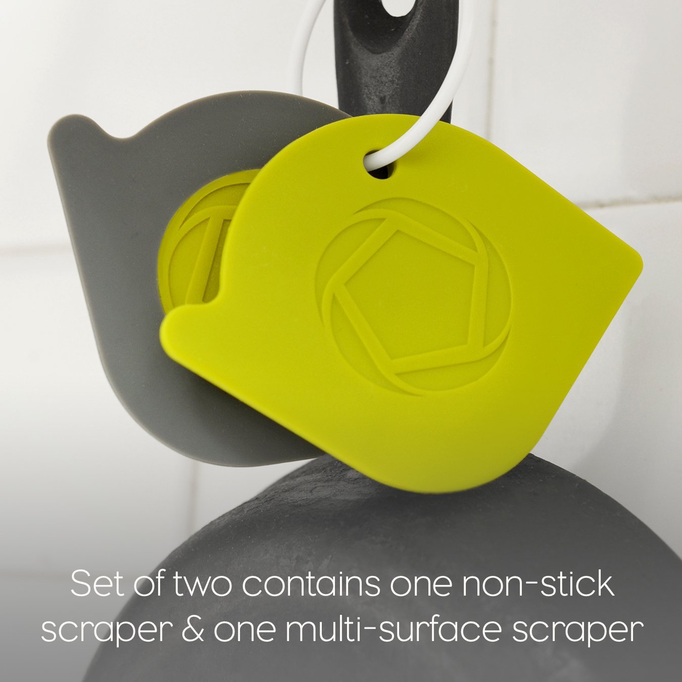 Full Circle Power Couple Cast Iron Pot Cleaner, Pan Scraper, White