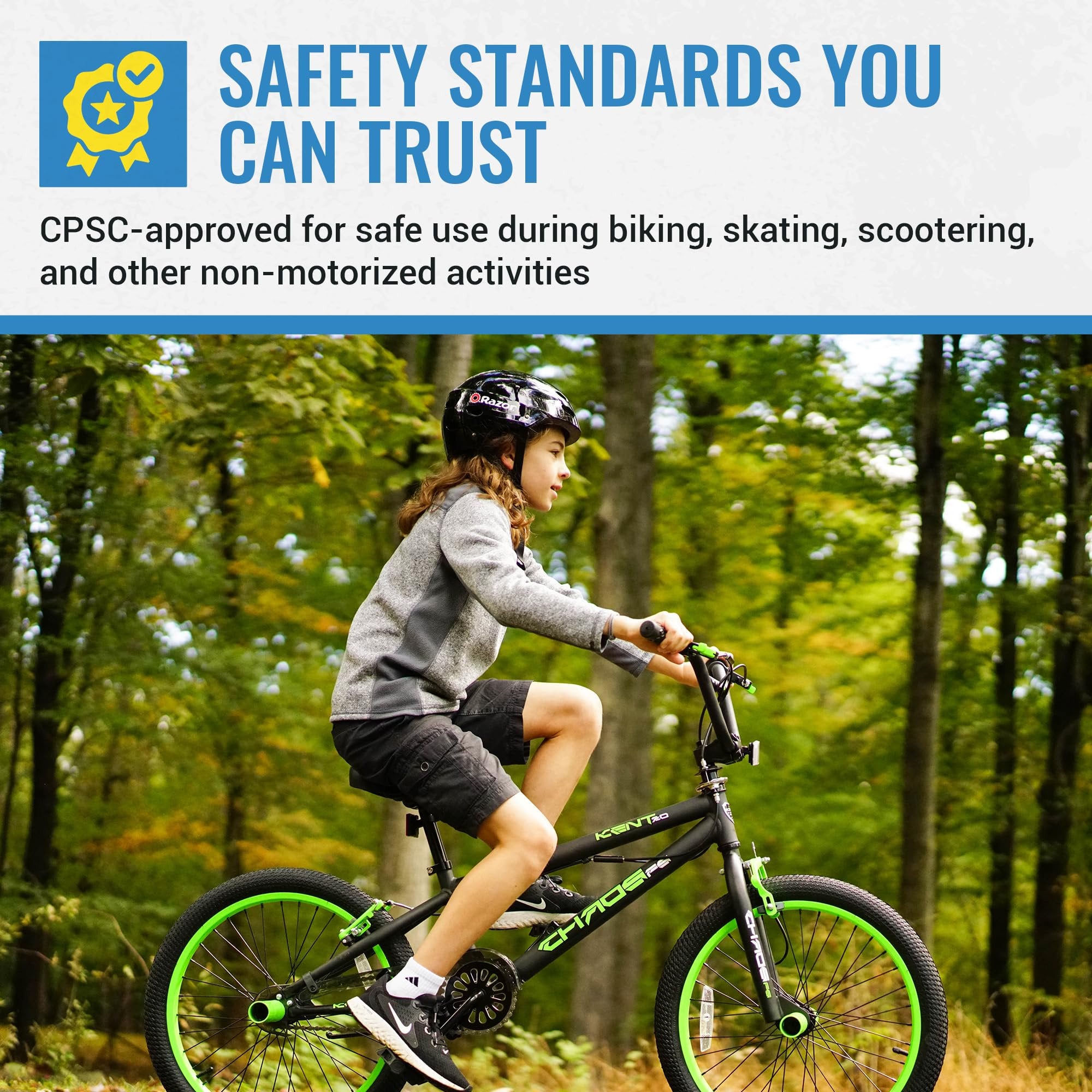 Razor V-12 Child Multi-Sport Helmet - CPSC Approved Kid’s Helmet with Adjustable Strap - Lightweight Kid’s Bike Helmet with Foam Padding for Cycling & Skateboarding - Lucid Red - 21.5in to 22.5in
