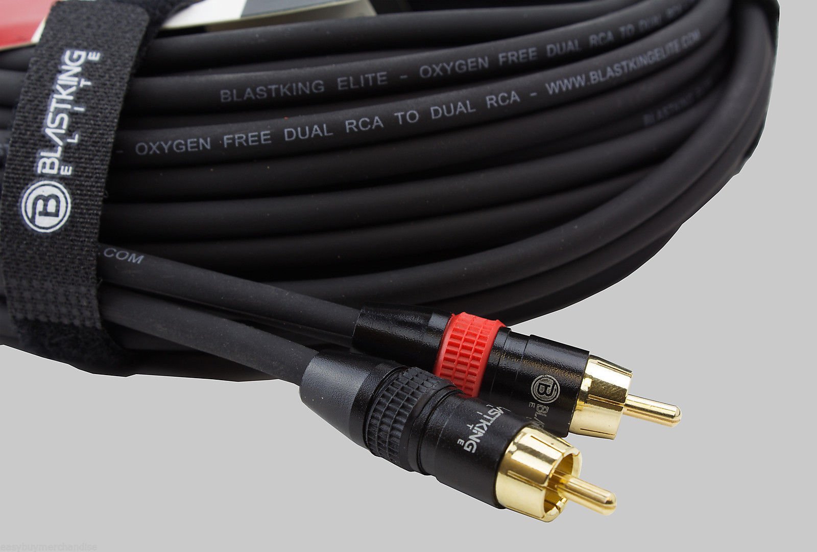 Blast King C2R2R-6 Dual RCA to Dual RCA 6FT Interconnected Cable Oxygen-Free Copper (OFC) for Enhanced Signal Clarity 90% Copper Braid Shield Reduces Noise Signal Degradation