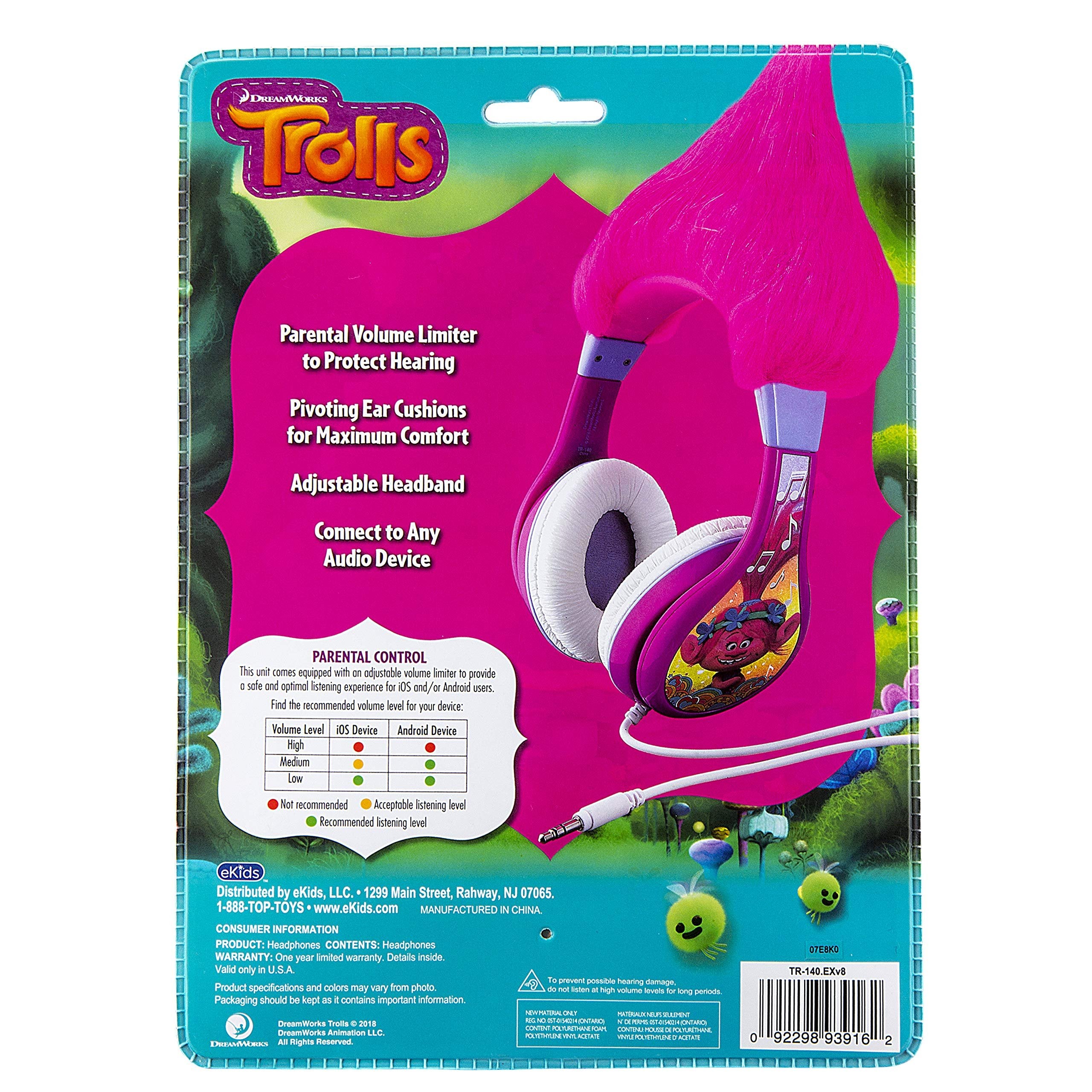 eKids KIDSDESIGN eKids Kids Troll Headphones, Trolls, TR140EXV8