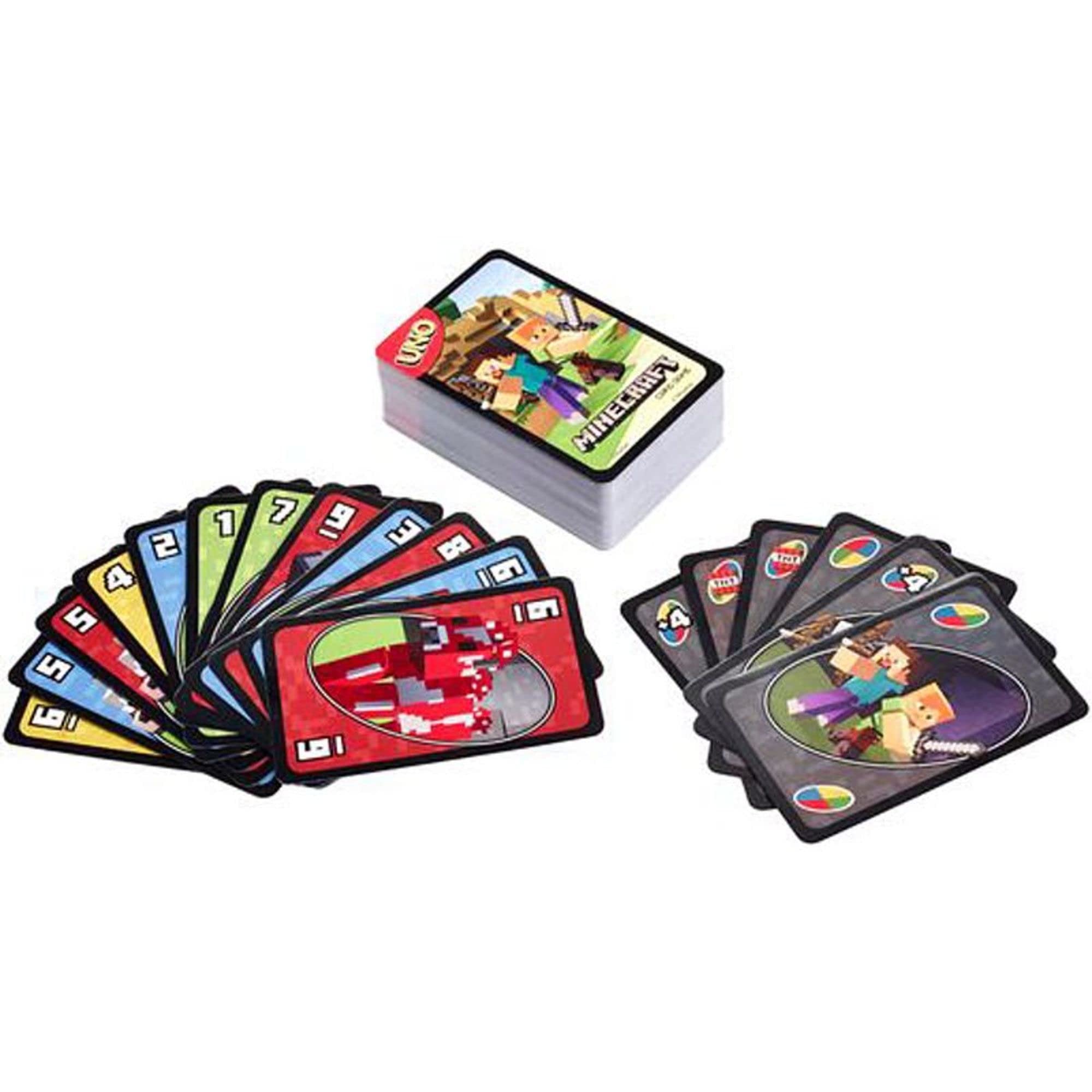 Mattel Games UNO Minecraft Card Game for Kids, Adults, Families & Parties, Deck & Special Rule Inspired by the Video Game, 2 to 10 Players