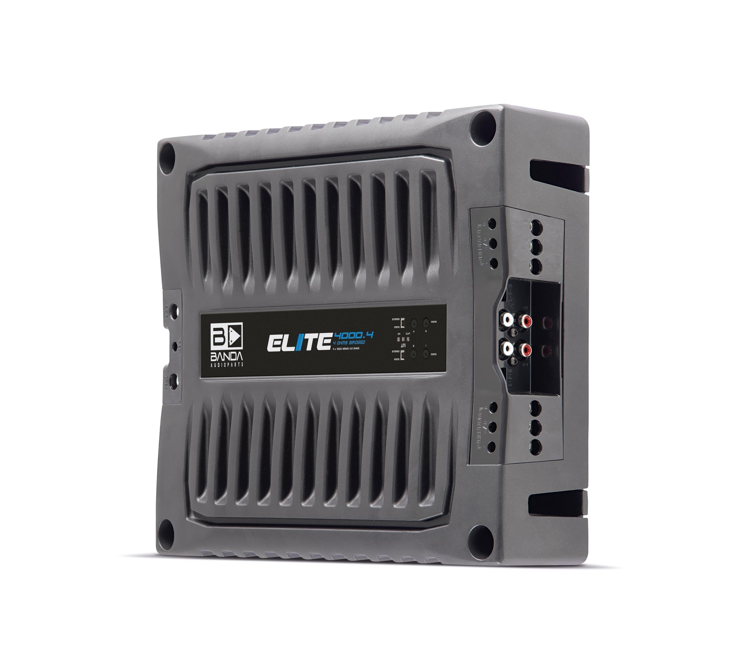 BANDA Audioparts ELITE4000.42OHMS 4-Channel 1000 Watts Max @ 2 Ohm Car Audio Amplifier with Highpass Filter and Low Pass Filter, Black - 4000.42OHM