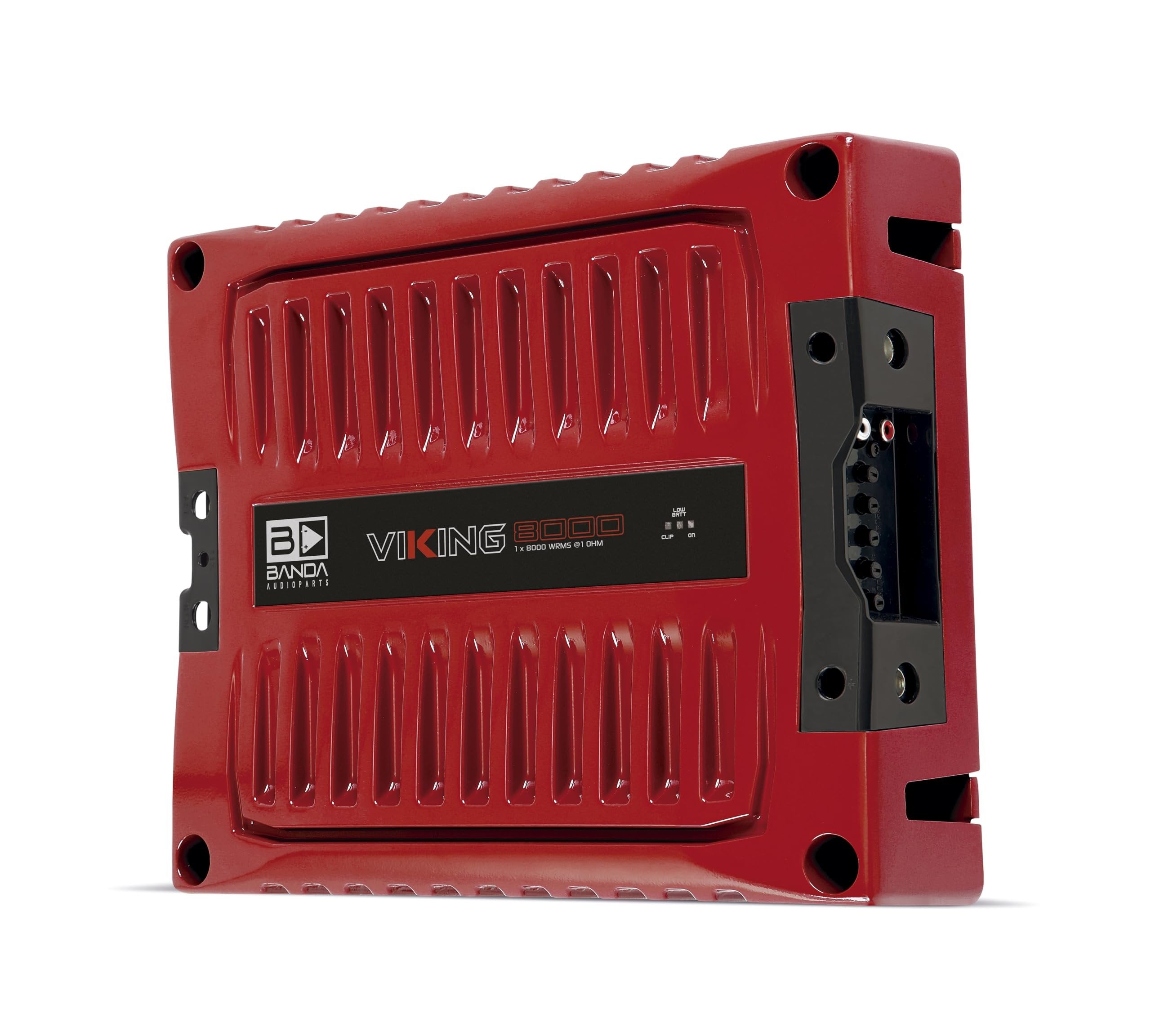 Banda VIK8000.1RED New Viking 8000 Watts Rms Amplifier Audio Car Speaker 1-Ohm Full Range Crafted with Aluminum Chassis, LED Indicators - Red