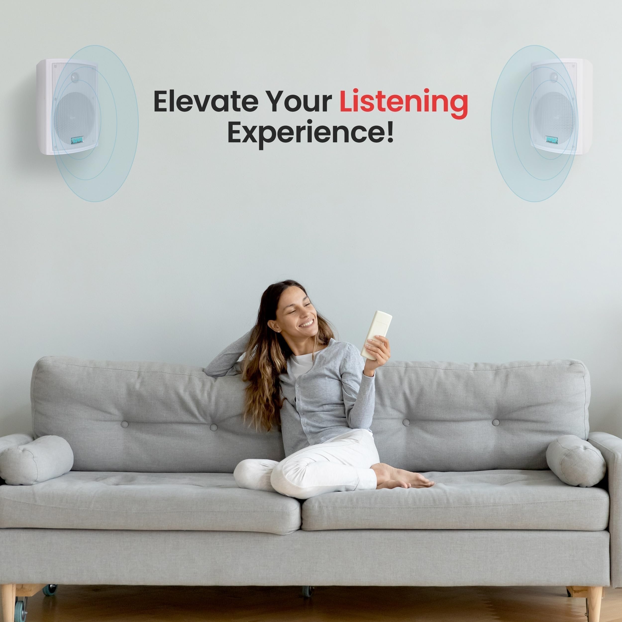 Pyle Home Pyle PDWR63 Dual Waterproof Outdoor Speaker System-6.5 Inch Pair of Weatherproof Wall or Ceiling Mounted White Speakers w/Heavy Duty Grill,Universal Mount-for Use in The Pool,Patio