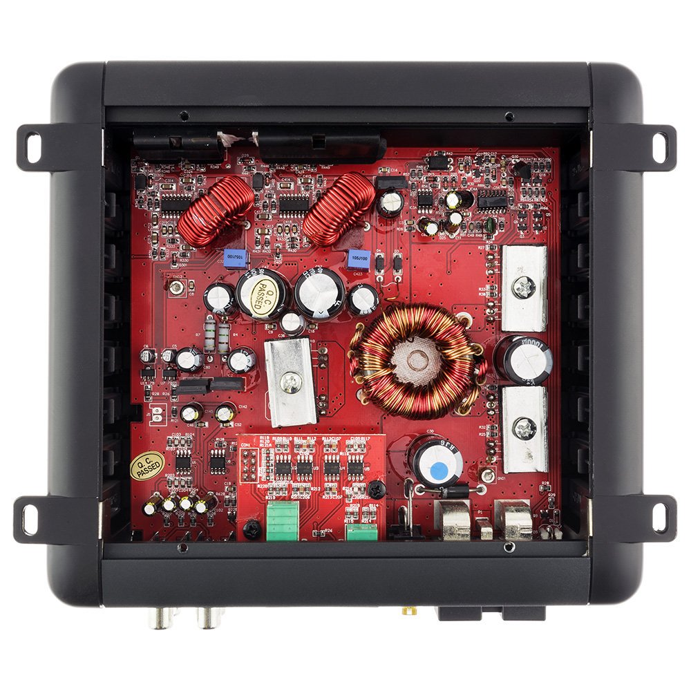 DS18 EXL-SQ160.2 Car Audio Amplifier in Black - Class D, 2 Channels, 320 Watts Max, Full Range Digital, 2-8 Ohm, Surface Mount Components - Car Audio Amp for Subwoofer and Door Speakers
