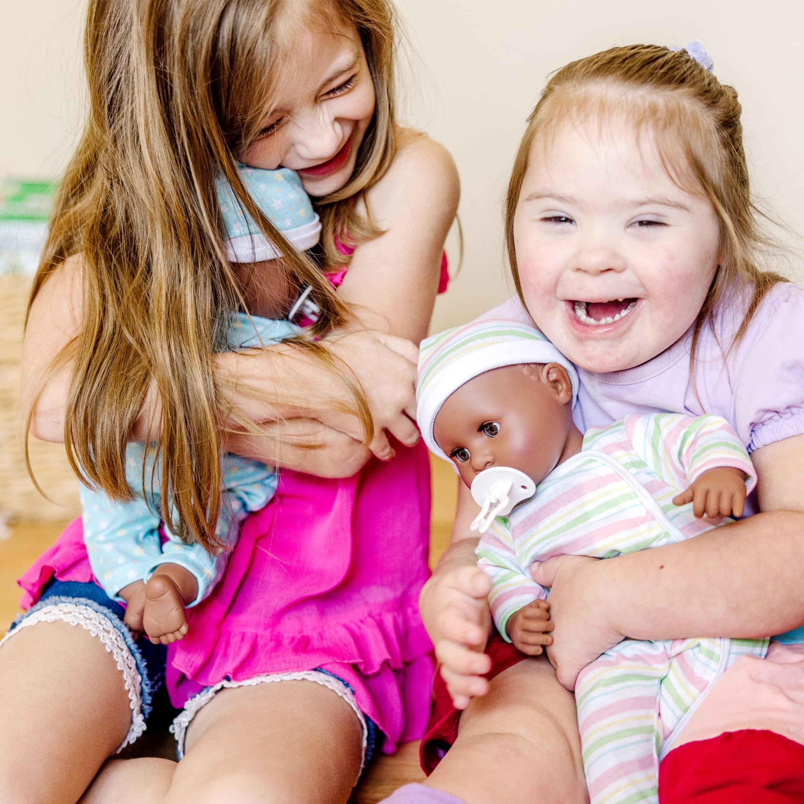 Melissa & Doug Mine to Love Twins Tyler & Taylor 15” Dark Skin-Tone Boy and Girl Baby Dolls with Rompers, Caps, Pacifiers