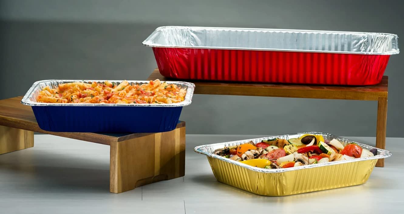 Kingzak Yellow Aluminum Pan - Full Size (50 Count) - Stylish and Durable Bakeware for Cooking and Serving