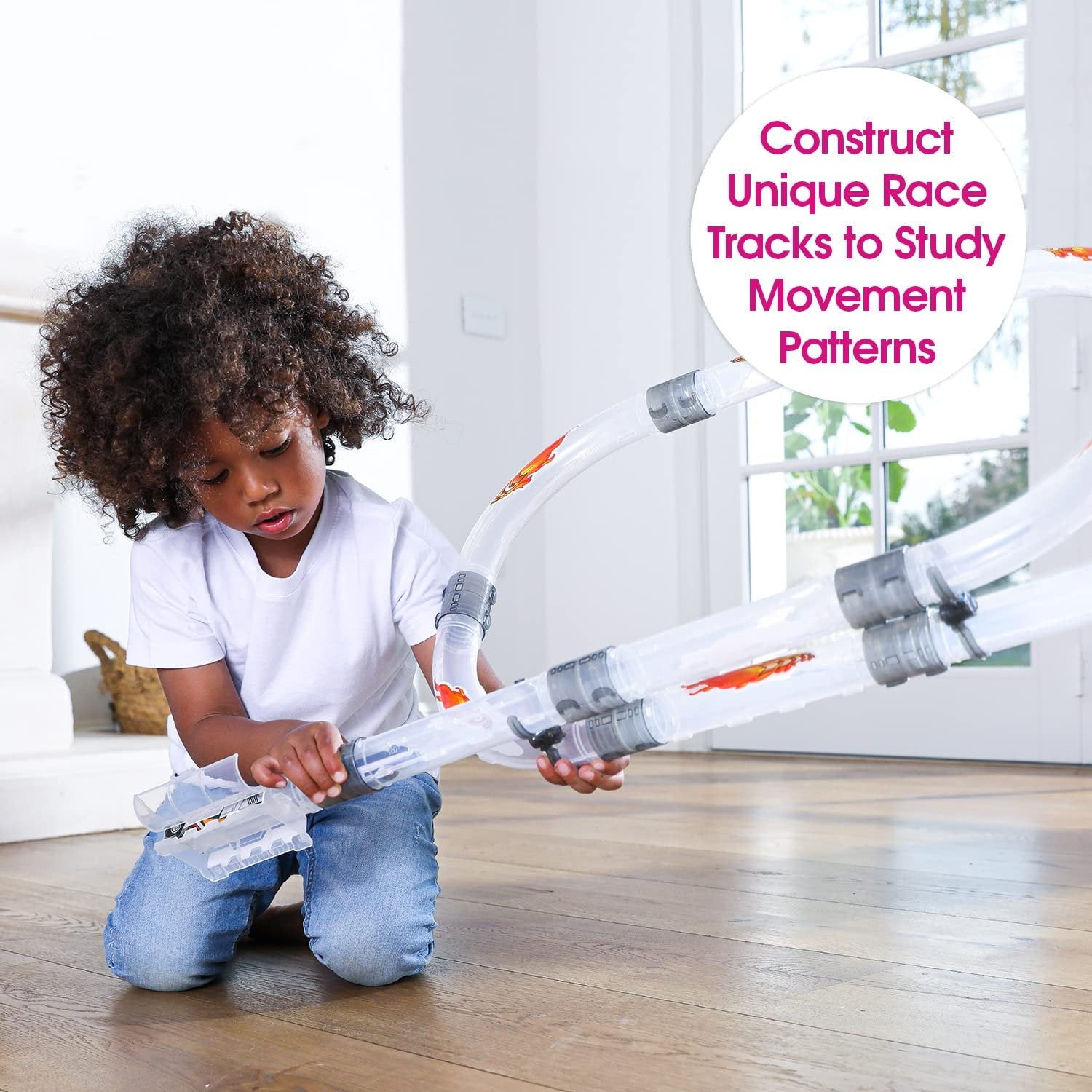 Edushape High Speed Catapult Cars Baby Toy - DIY Race Track with Ejection Mechanism - Enhance STEM and Creativity for Kids Aged 3 Years and Up