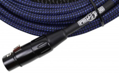 Pig Hog PHM20BBL Black/Blue Woven High Performance XLR Microphone Cable, 20 Feet