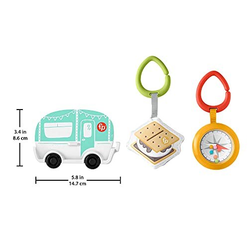 Fisher-Price S'more Fun Camping Gift Set, 3 outdoor-themed baby toys and teether for infants ages 3 months and up
