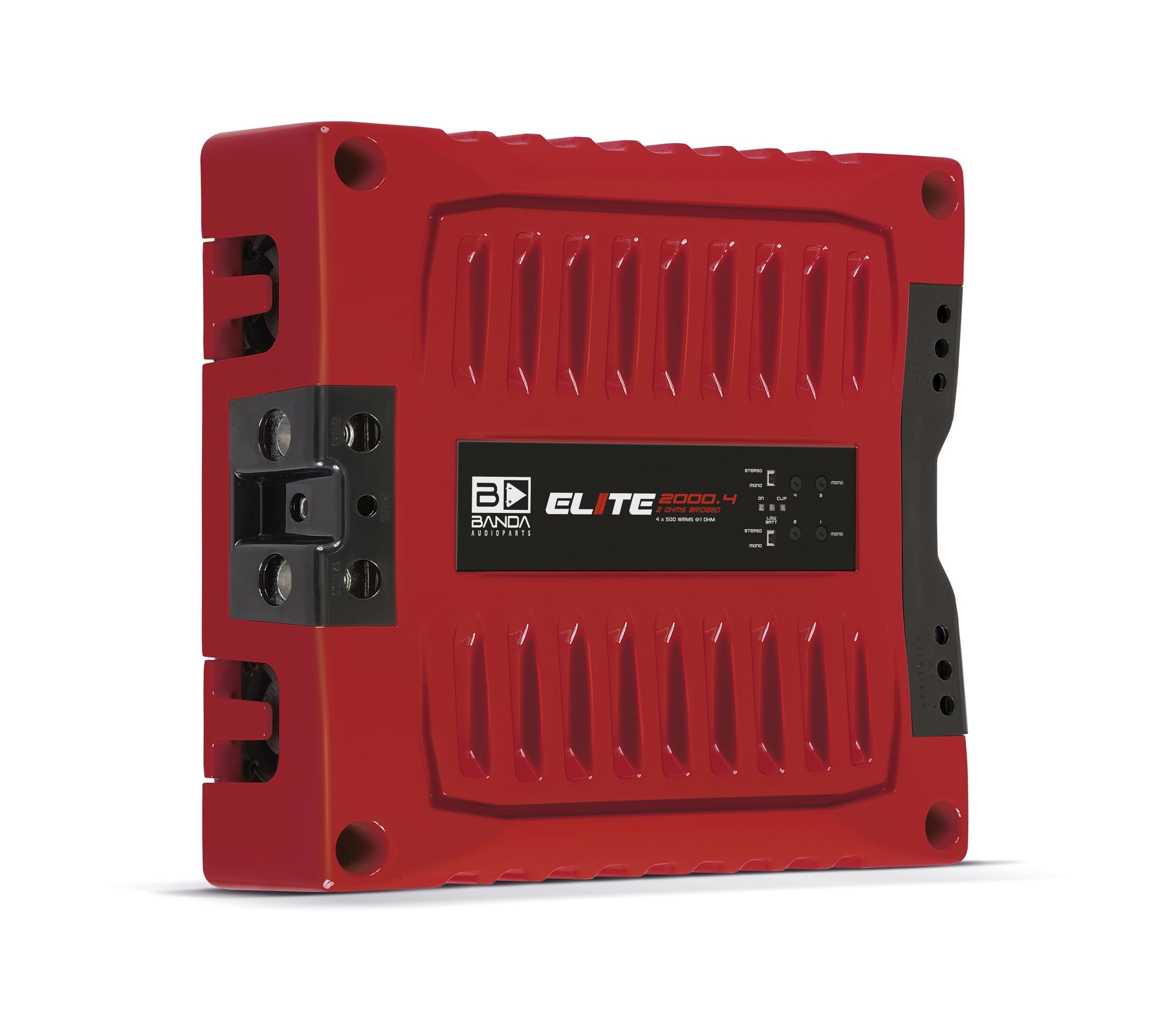 4-Ch. Vehicle Audio Bass Amplifier - 500 Watts High-Powered Mono Bass Amplifier w/Subsonic Filter & Low Pass Filter Stable at 1 ohm, LED Indicators, Sound Specialization, Red - BANDA 2000.41OHMRED