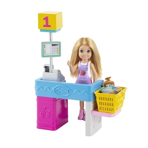 Barbie Chelsea Can Be Doll & Snack Stand Playset with 15+ Accessories Including Snack Stand, Register & Shopping Basket, Blond Doll