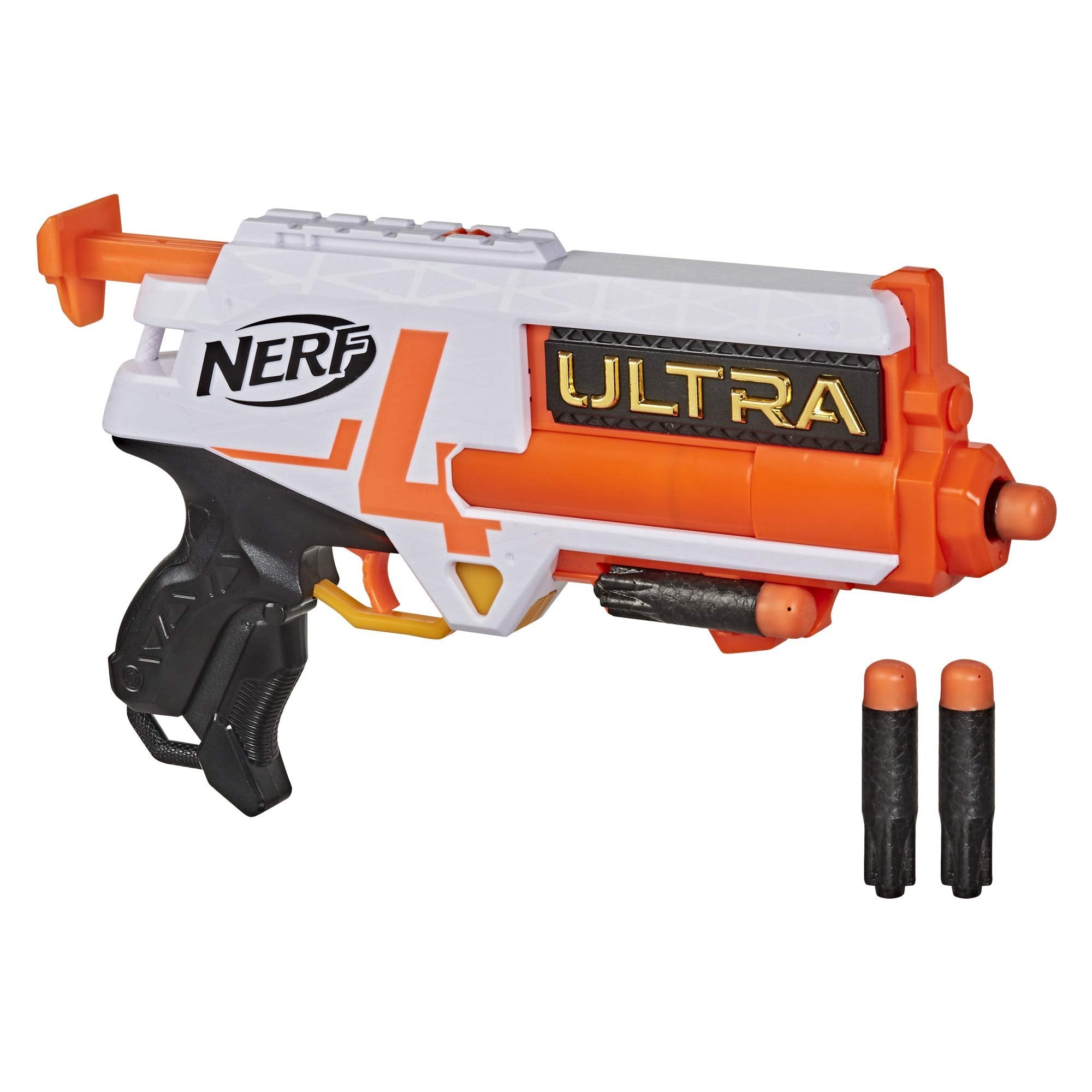 Nerf Ultra Four Dart Blaster - 4 Ultra Darts, Single-Shot Blasting, 2-Dart Storage - Compatible Only Ultra Darts