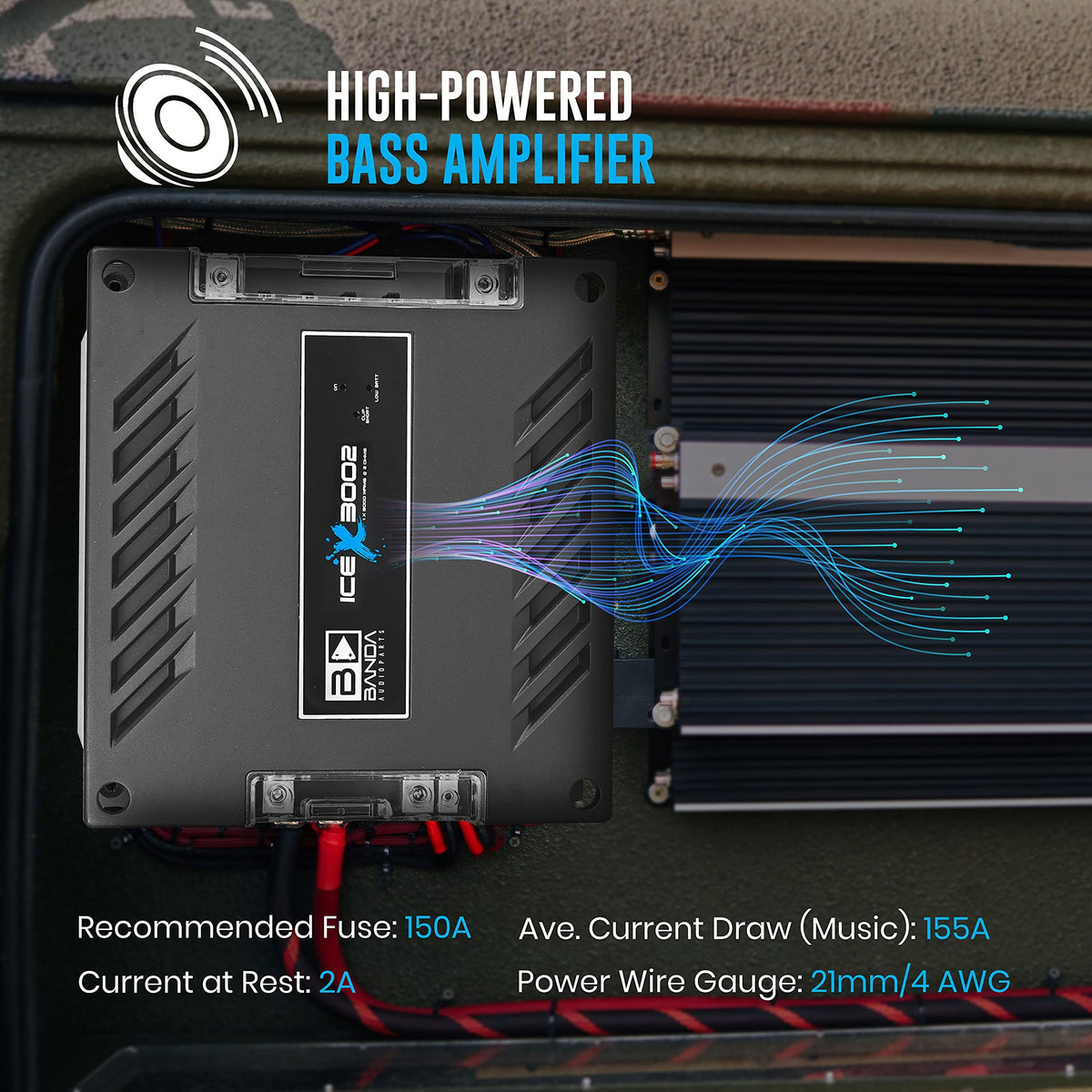 Banda Ice X 3002-1 Channel 3000 Watts RMS 2 Ohm Car Amplifier