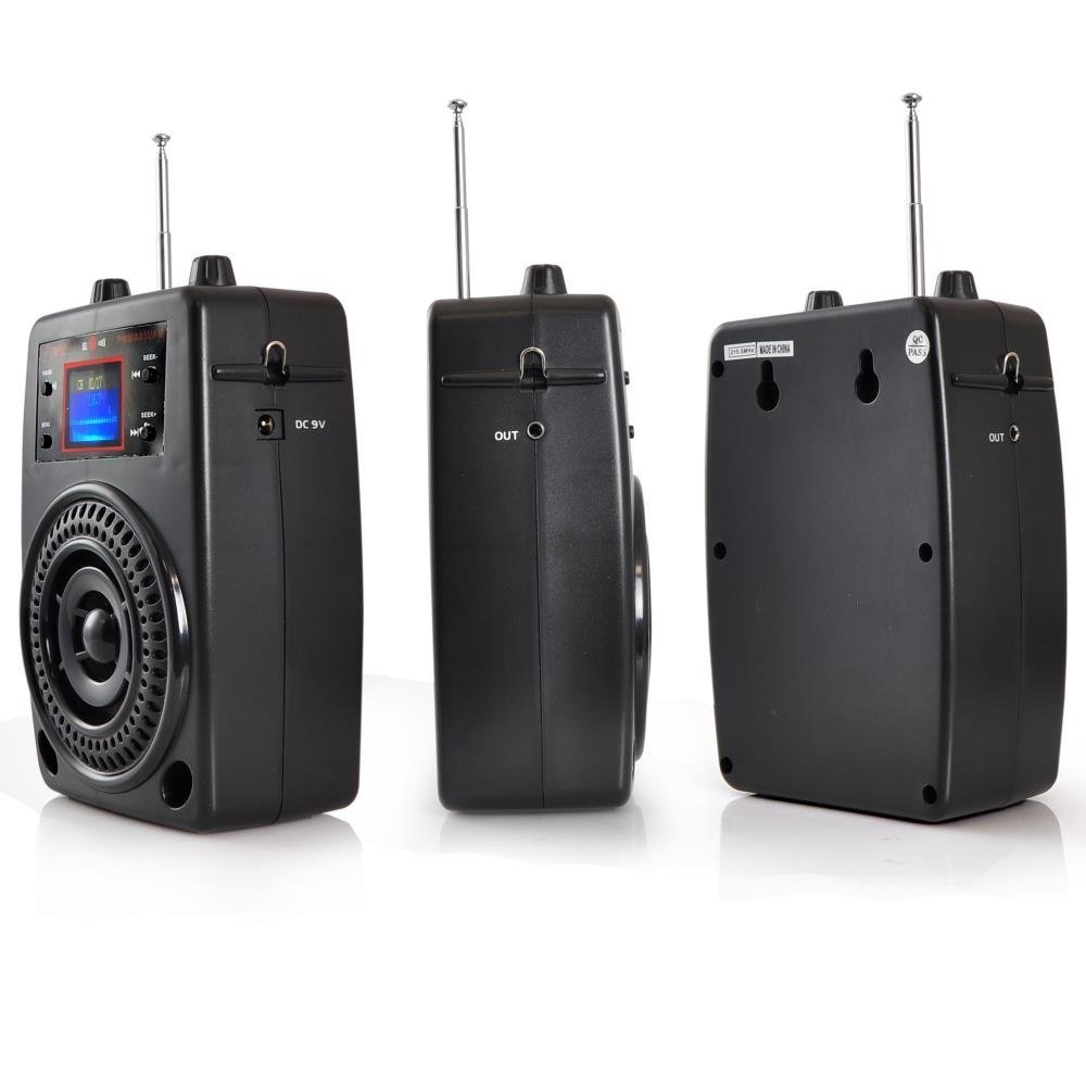Pyle Portable PA System, Wireless Microphone Kit, Compact Stereo System, FM Radio, LCD Display, USB, Rechargeable Battery, includes Lavalier Microphone Headset, Outdoor Surround Sound (PWMA83UFM)
