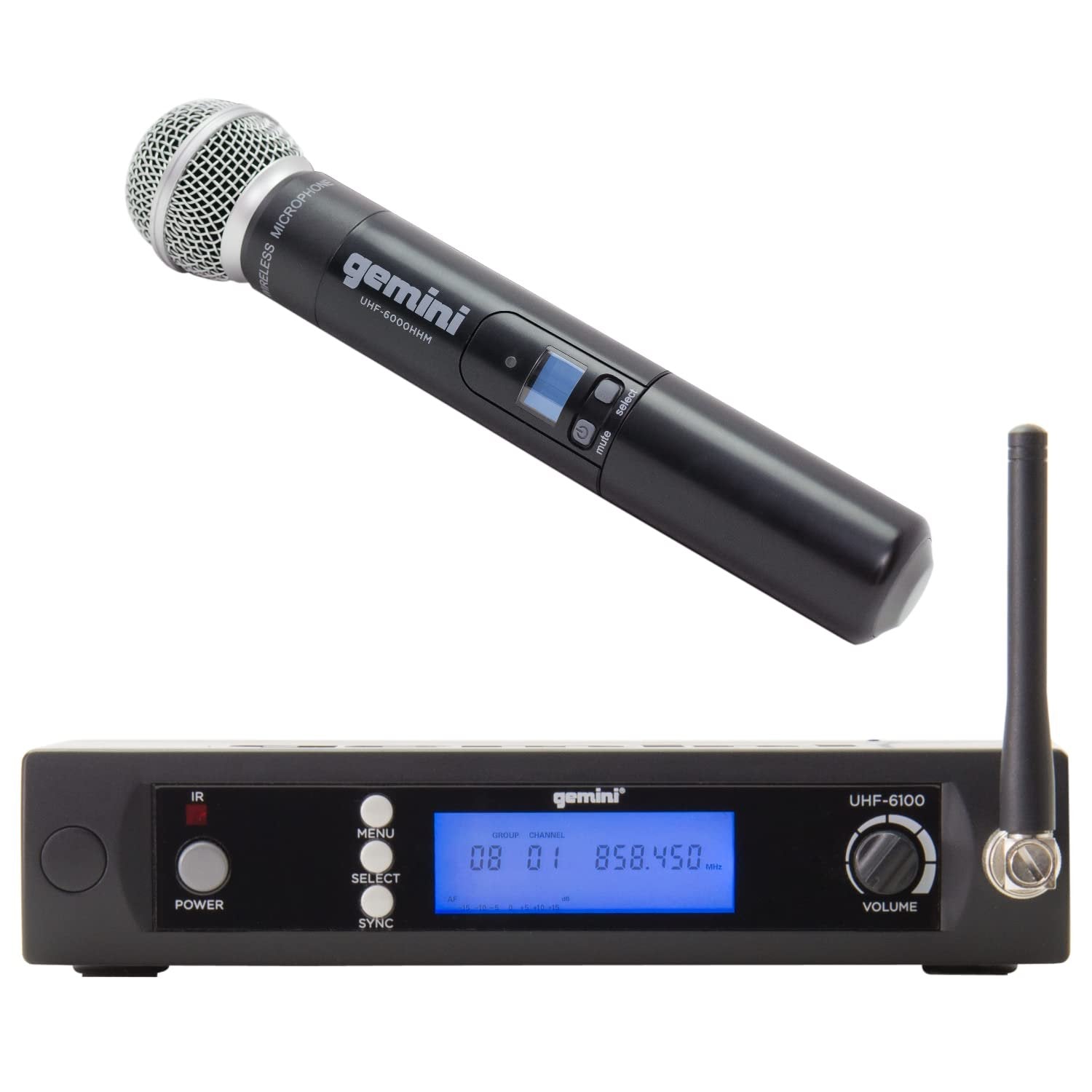 Gemini, Single Wireless Microphone System, Professional Handheld Long Range (150 Ft) Mic Set for DJ, Church, Karaoke, Gym, XLR Connector, 1 microfono (UHF-6100M-R2)