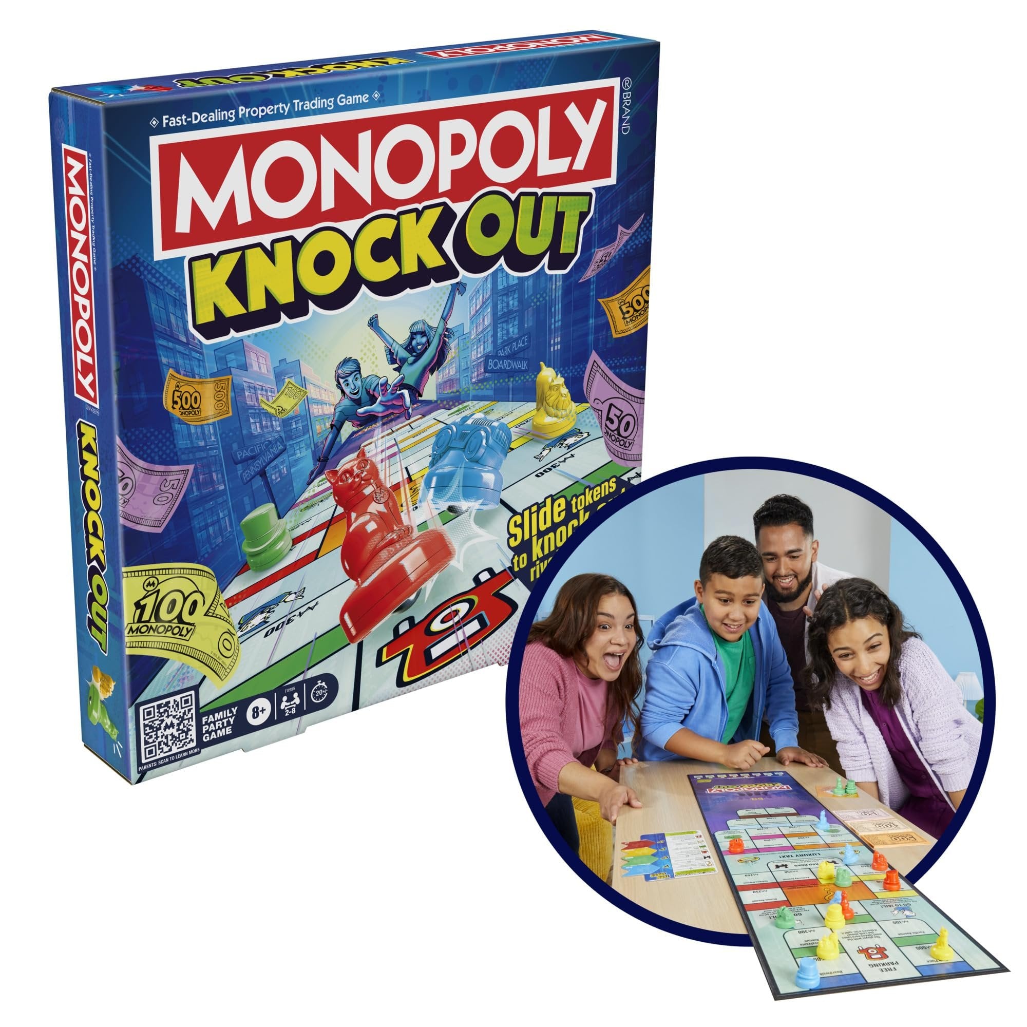 Monopoly Knockout Board Game | 2-8 Players | 20 Mins. Average | Quick-Playing Family Games for Kids, Teens, and Adults | Ages 8+
