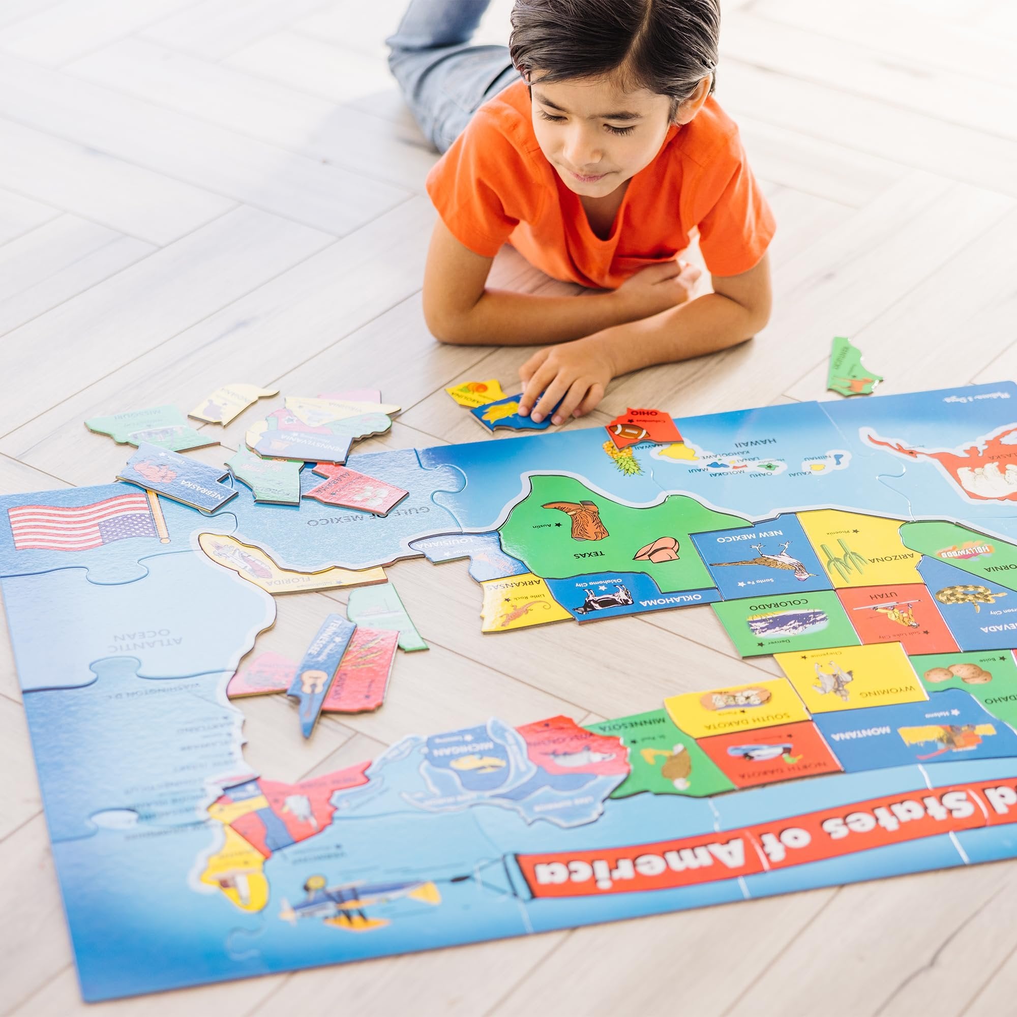 Melissa & Doug USA Map Floor Puzzle - 51 Pieces (2 x 3 feet) - FSC Certified