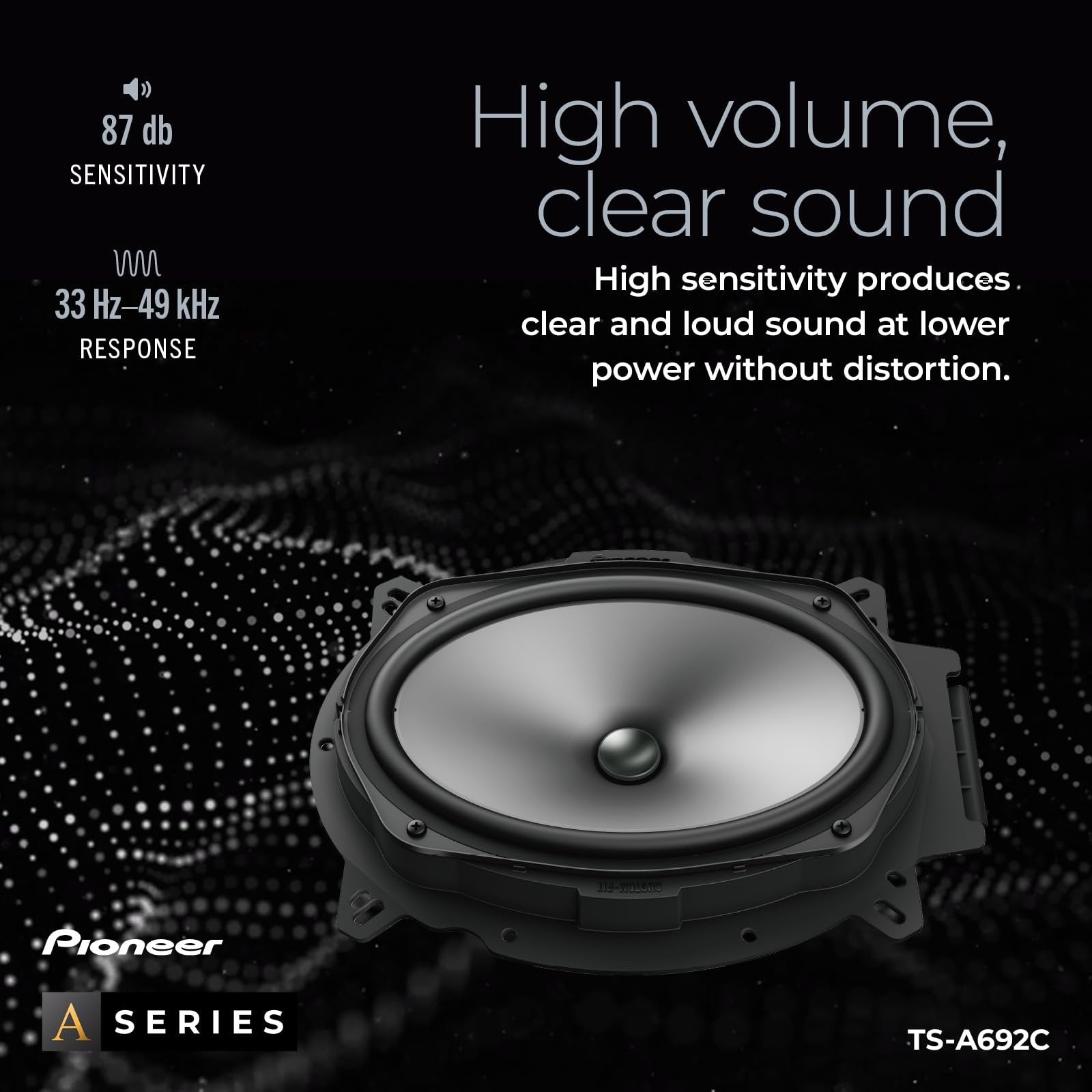 Pioneer TS-A692C A Series 6" x 9" 450 W Max Power, Carbon/Mica-Reinforced IMPP Cone, 20mm PI Tweeter - Component Speakers (Pair)