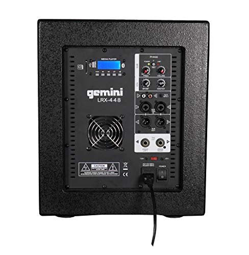 Gemini Sound LRX-448 Professional Bluetooth PA System, Line Array with 4x4 Horizontal Drivers, 12" Powered Subwoofer, 1000W, USB/SD Card, Includes Stands and Cables