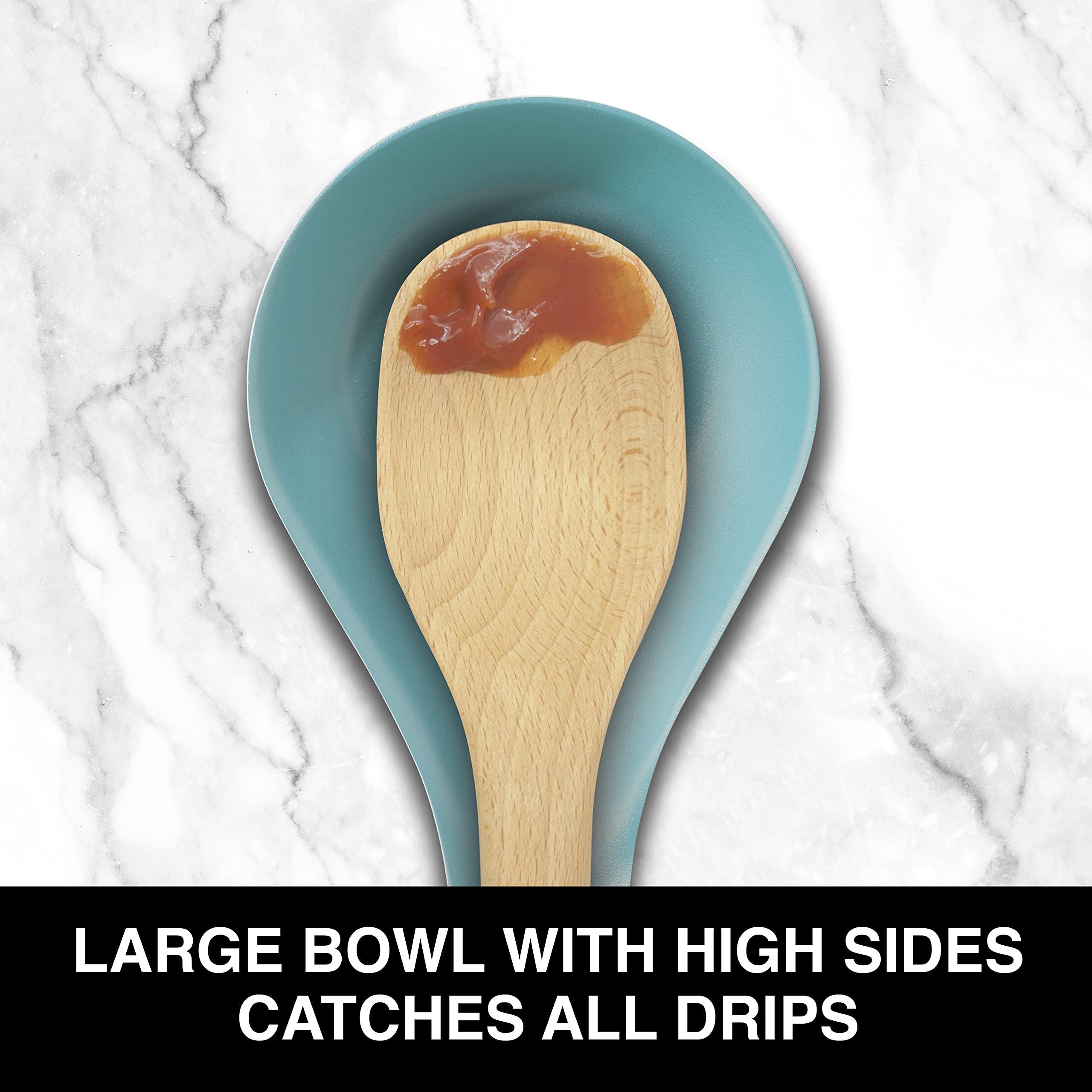 OGGI Stainless Steel Spoon Rest- Long Handle Holds Kitchen Utensils in Place, Great Spoon Rest for Kitchen Counter, Stove Top, or Coffee Station; Kitchen Accessories, Utensil Rest, Turquoise