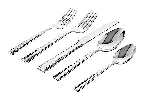 Godinger 20-Piece Flatware Set - Dinner Forks, Salad Forks, Tea Spoons, Tablespoons, and Knives - 18/0 Stainless Steel in Luxurious Mirror Silver Finish