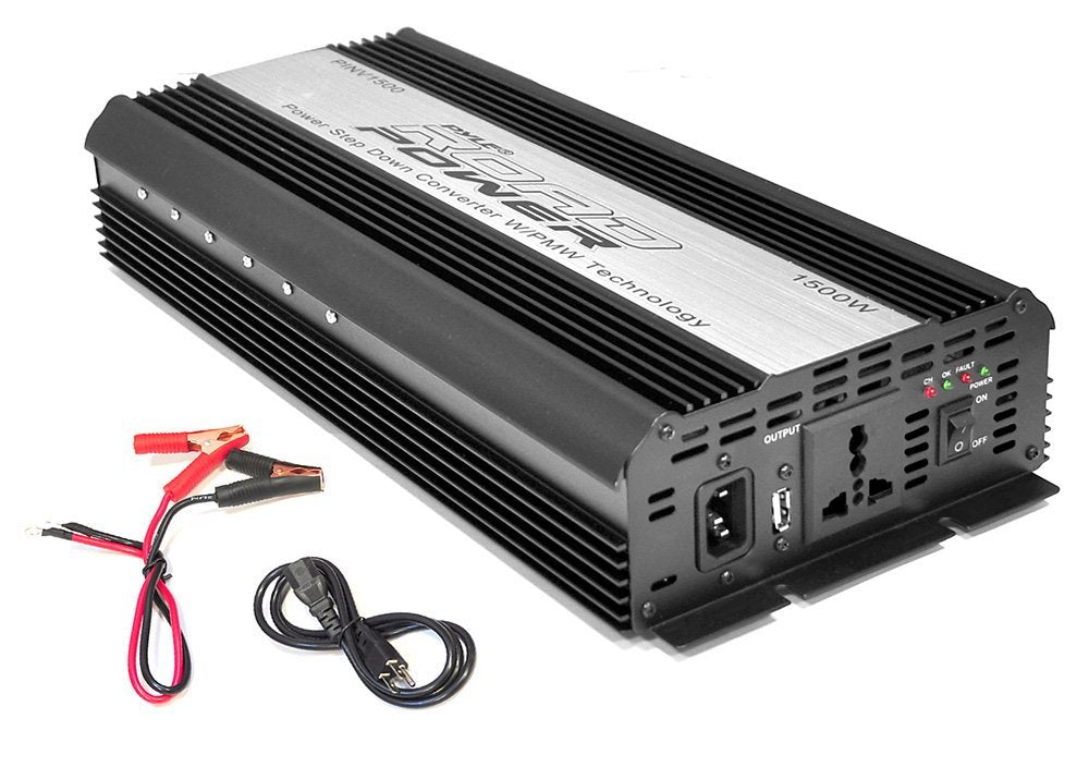 Pyle PINV1500 Plug In Car 1500 Watt 12V DC to 115 Volt AC Power Inverter with USB Outlet